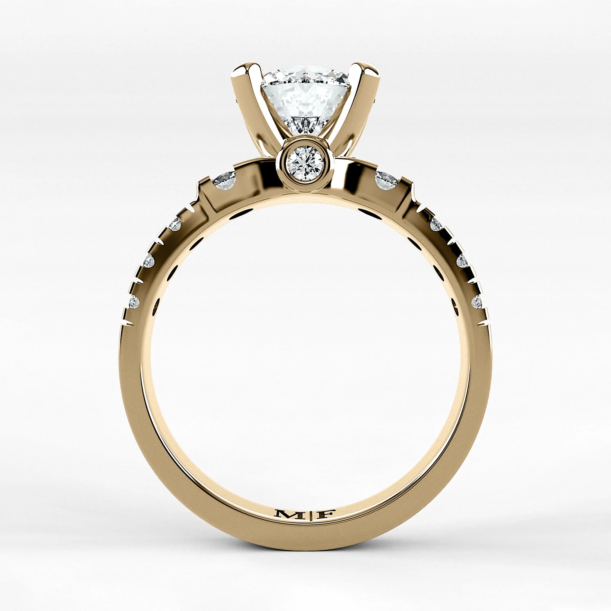 Anillo de Compromiso Aria - Redondo en oro amarillo - vista 3