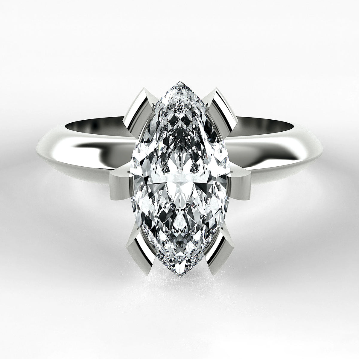 Anillo de Compromiso Magno - Marquesa en oro blanco - vista 1