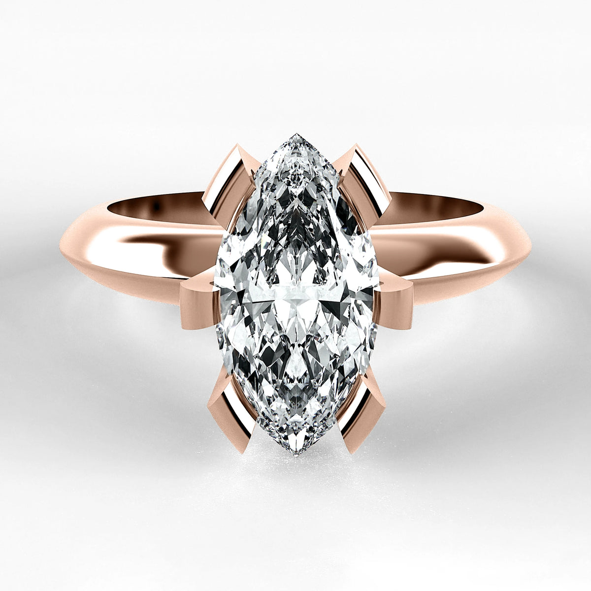 Anillo de Compromiso Magno - Marquesa en oro rosa - vista 1