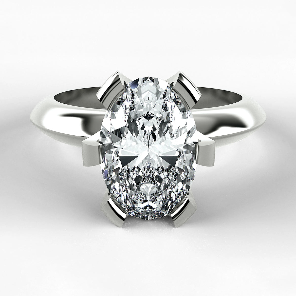 Anillo de Compromiso Magno - Oval en oro blanco - vista 1