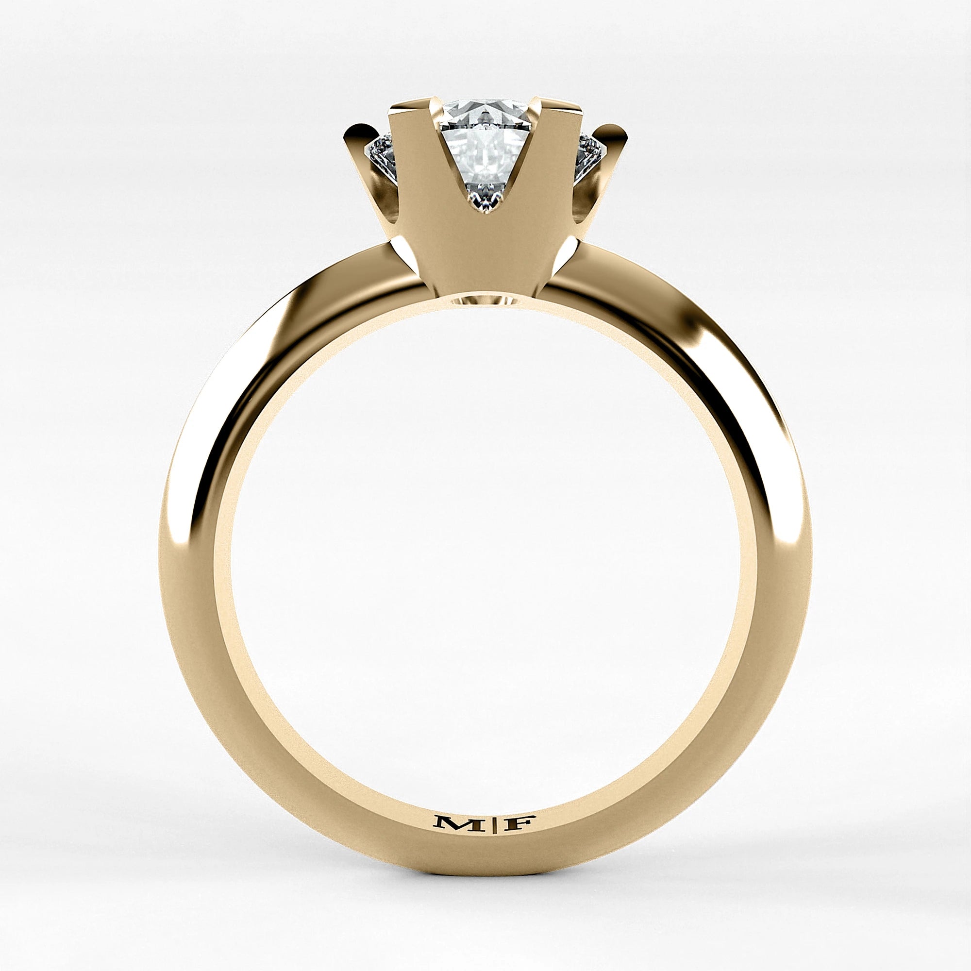 Anillo de Compromiso Magno - Redondo en oro amarillo - vista 3