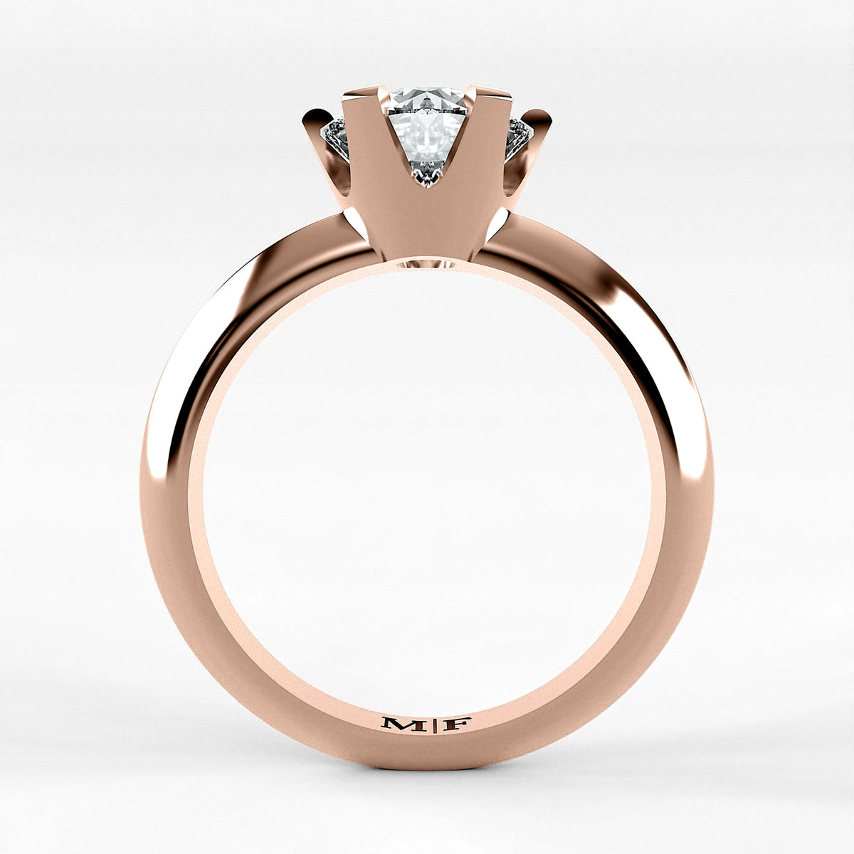 Anillo de Compromiso Magno - Redondo en oro rosa - vista 3