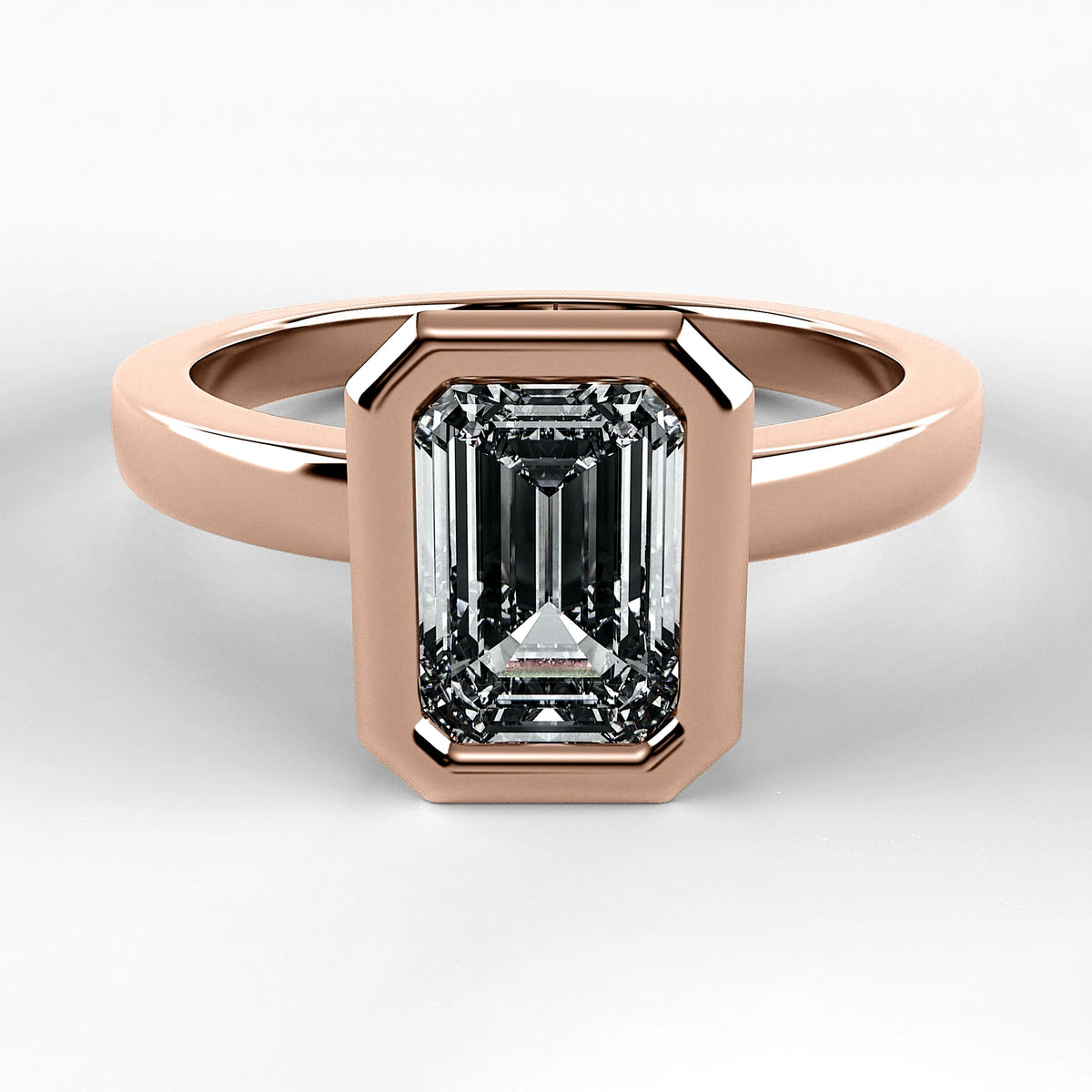 Anillo de Compromiso Eclipse - Esmeralda en oro rosa - vista 1