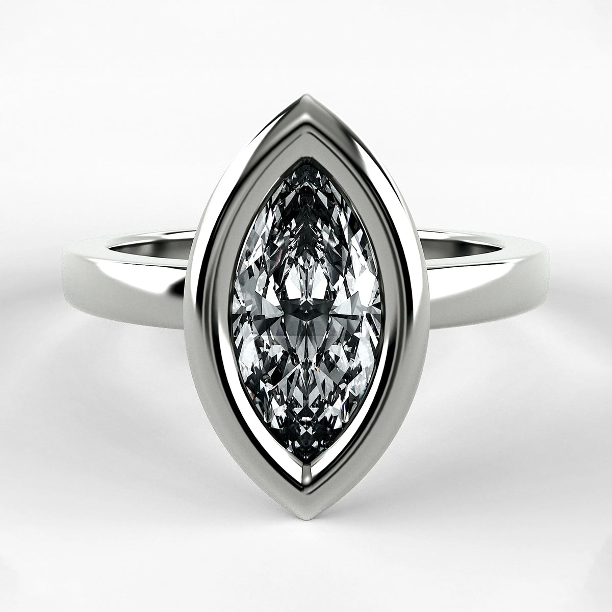 Anillo de Compromiso Eclipse - Marquesa en oro blanco - vista 1