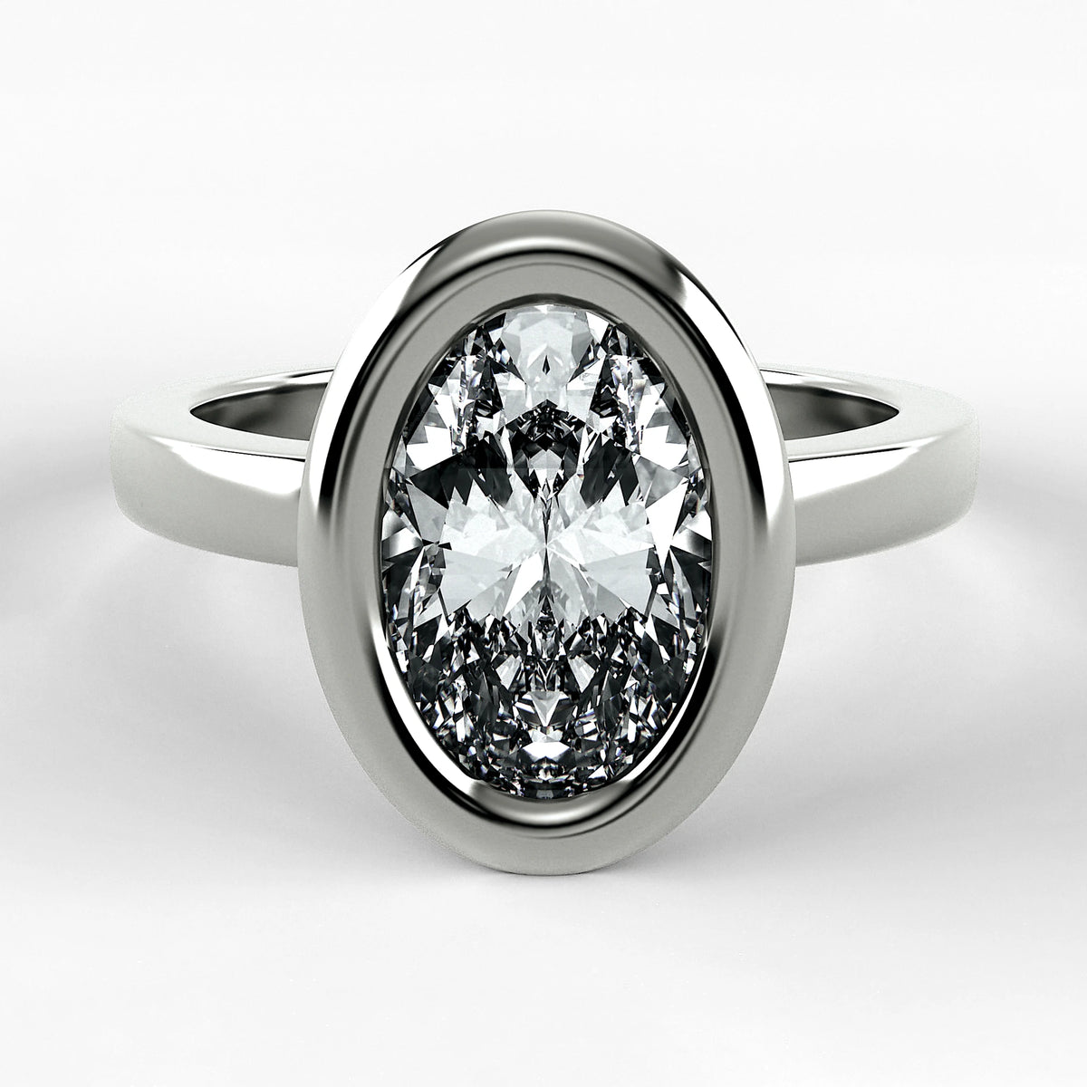 Anillo de Compromiso Eclipse - Oval en oro blanco - vista 1