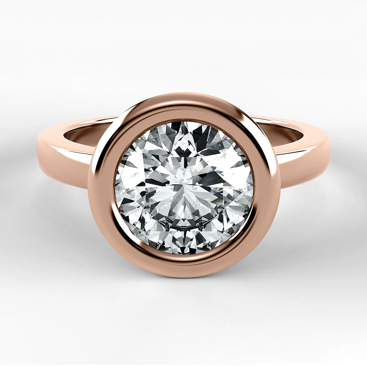 Anillo de Compromiso Eclipse - Redondo en oro rosa - vista 1