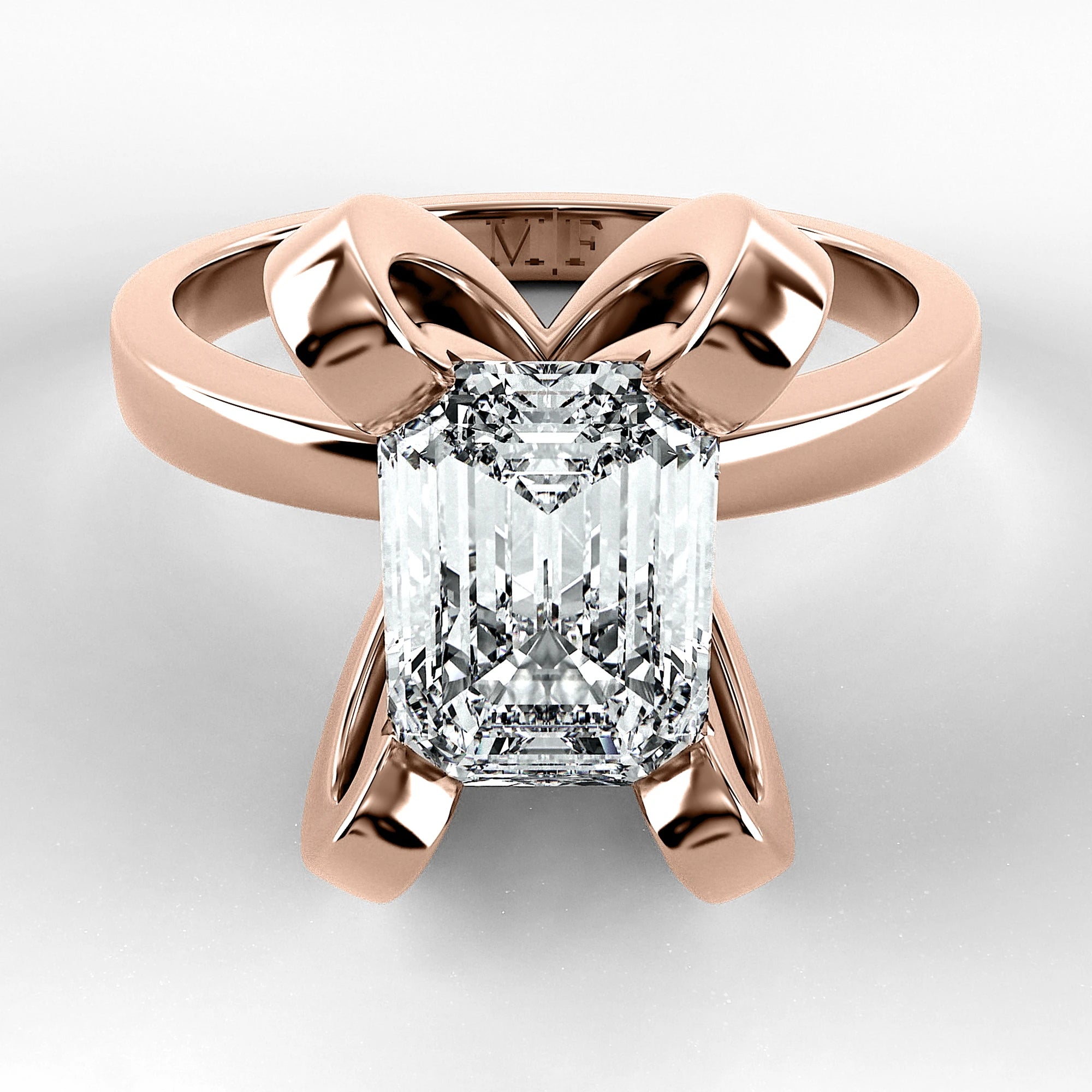 Anillo de Compromiso Amapola - Esmeralda en oro rosa - vista 1