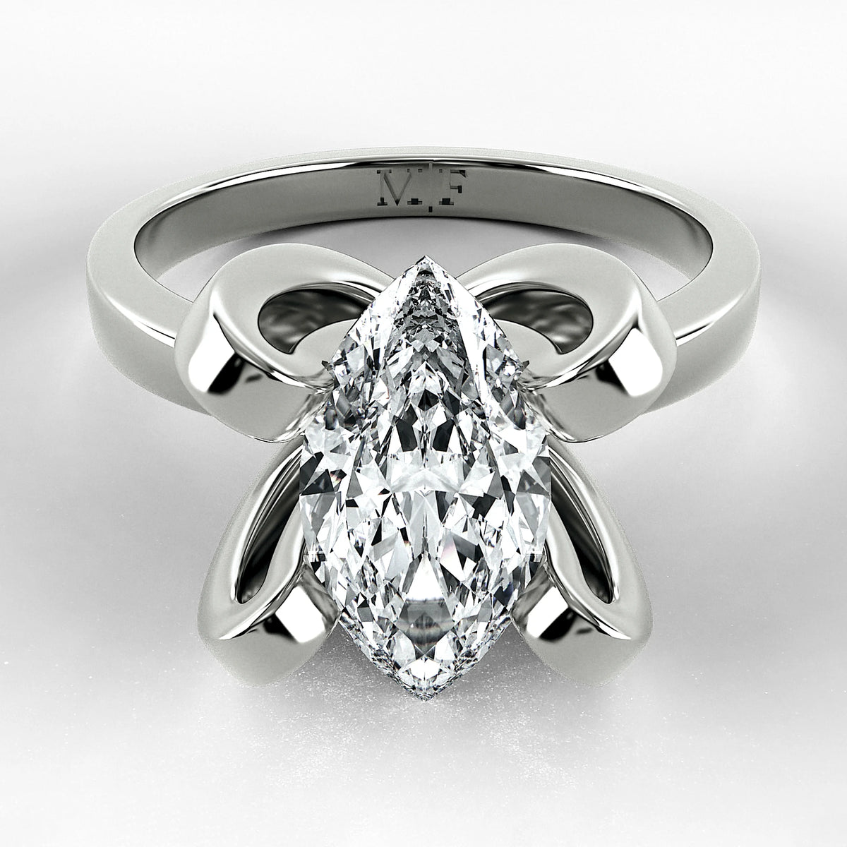 Anillo de Compromiso Amapola - Marquesa en oro blanco - vista 1