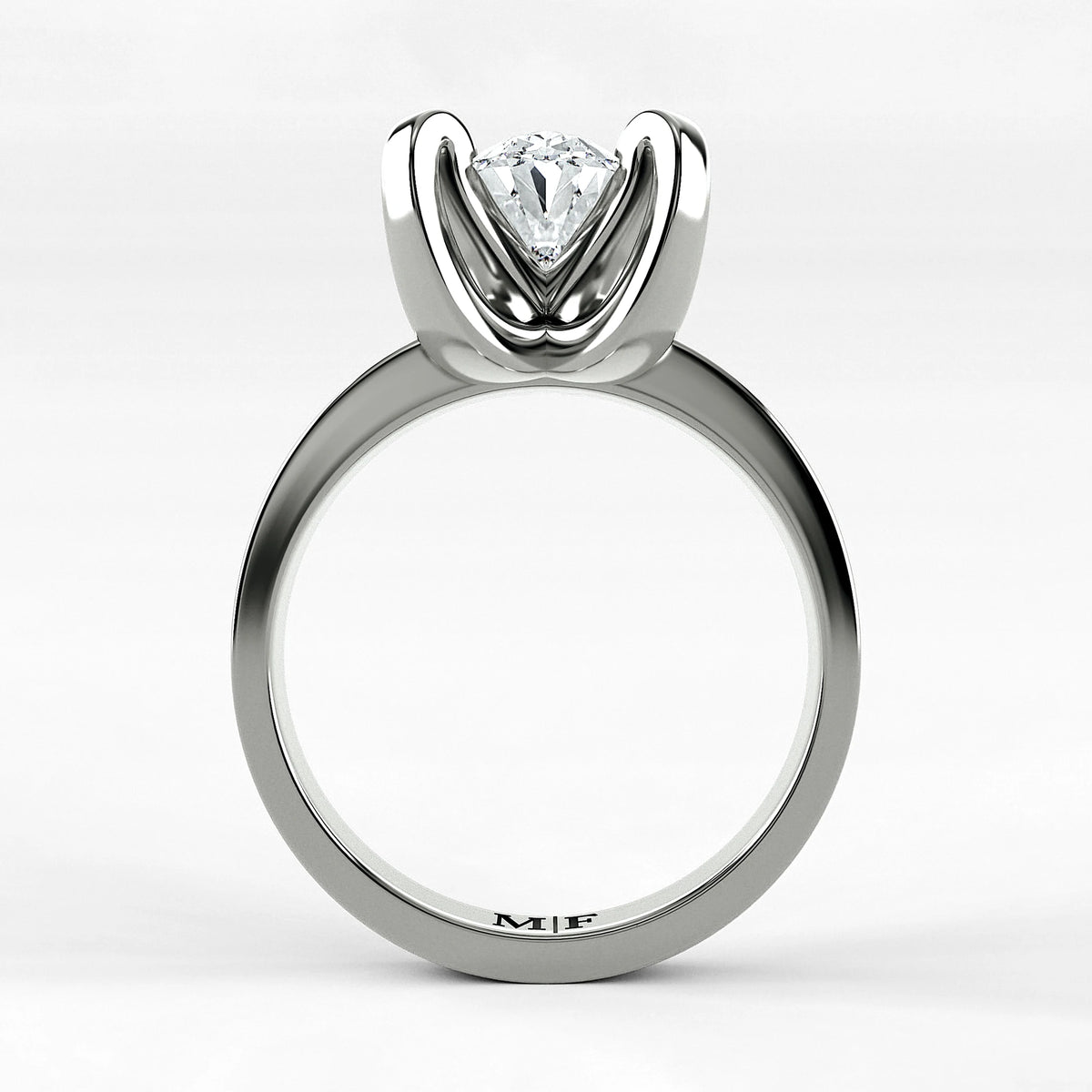 Anillo de Compromiso Amapola - Oval en oro blanco - vista 3