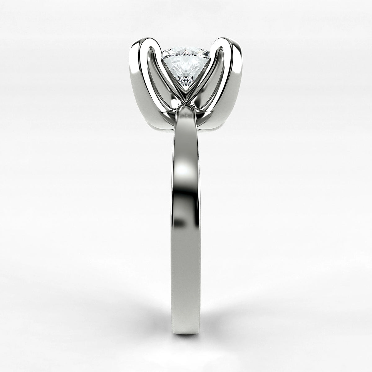 Anillo de Compromiso Amapola - Redondo en oro blanco - vista 2