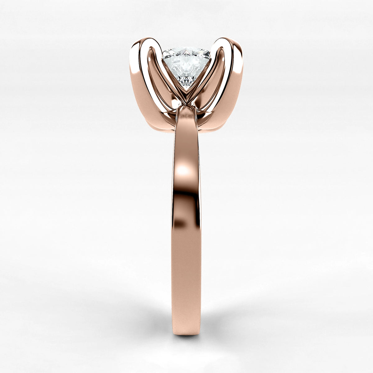 Anillo de Compromiso Amapola - Redondo en oro rosa - vista 2