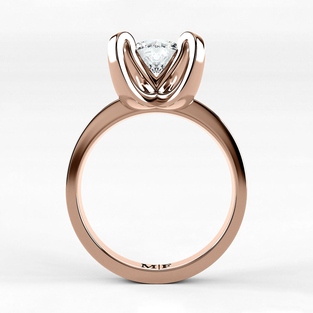 Anillo de Compromiso Amapola - Redondo en oro rosa - vista 3