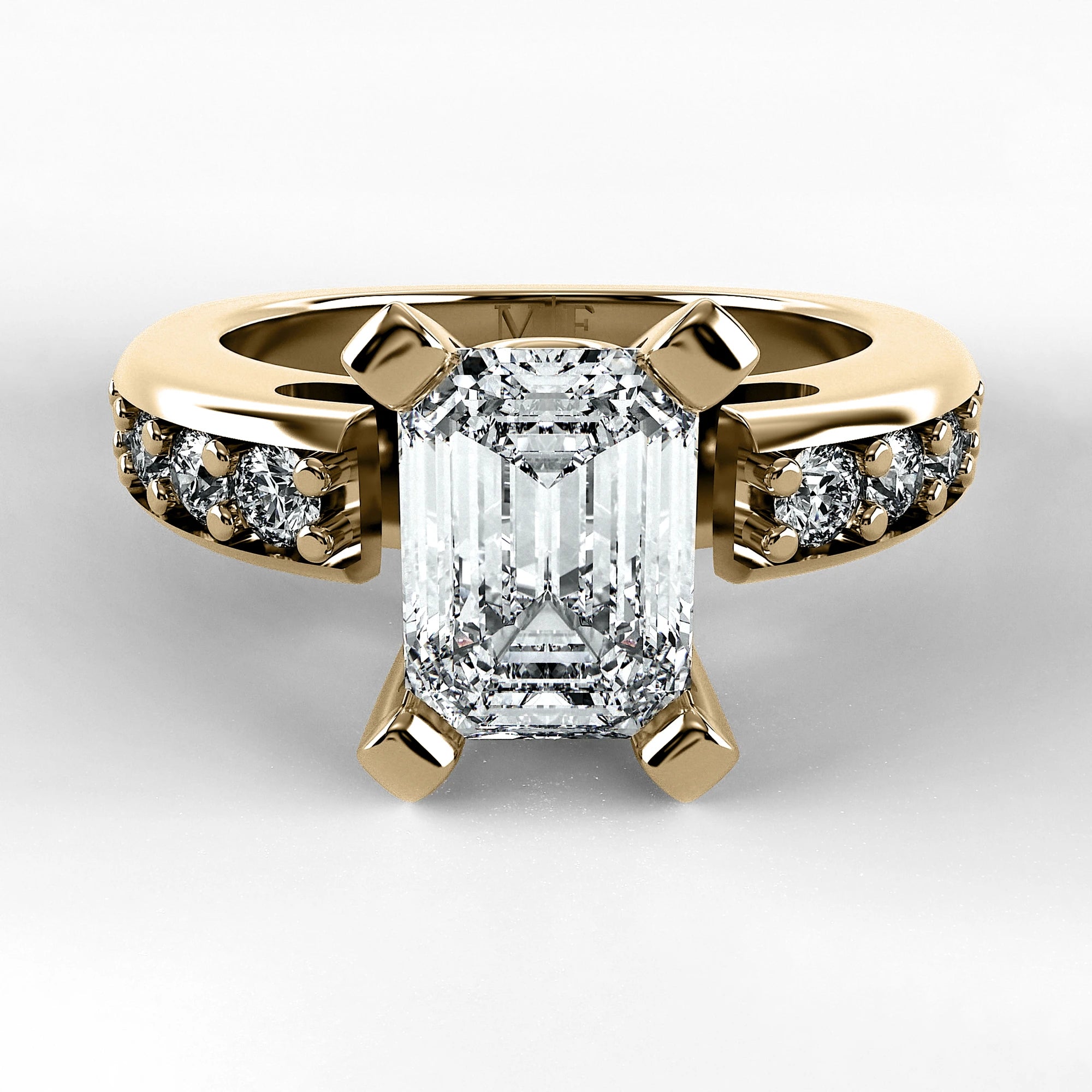 Anillo de Compromiso Riviere - Esmeralda en oro amarillo - vista 1