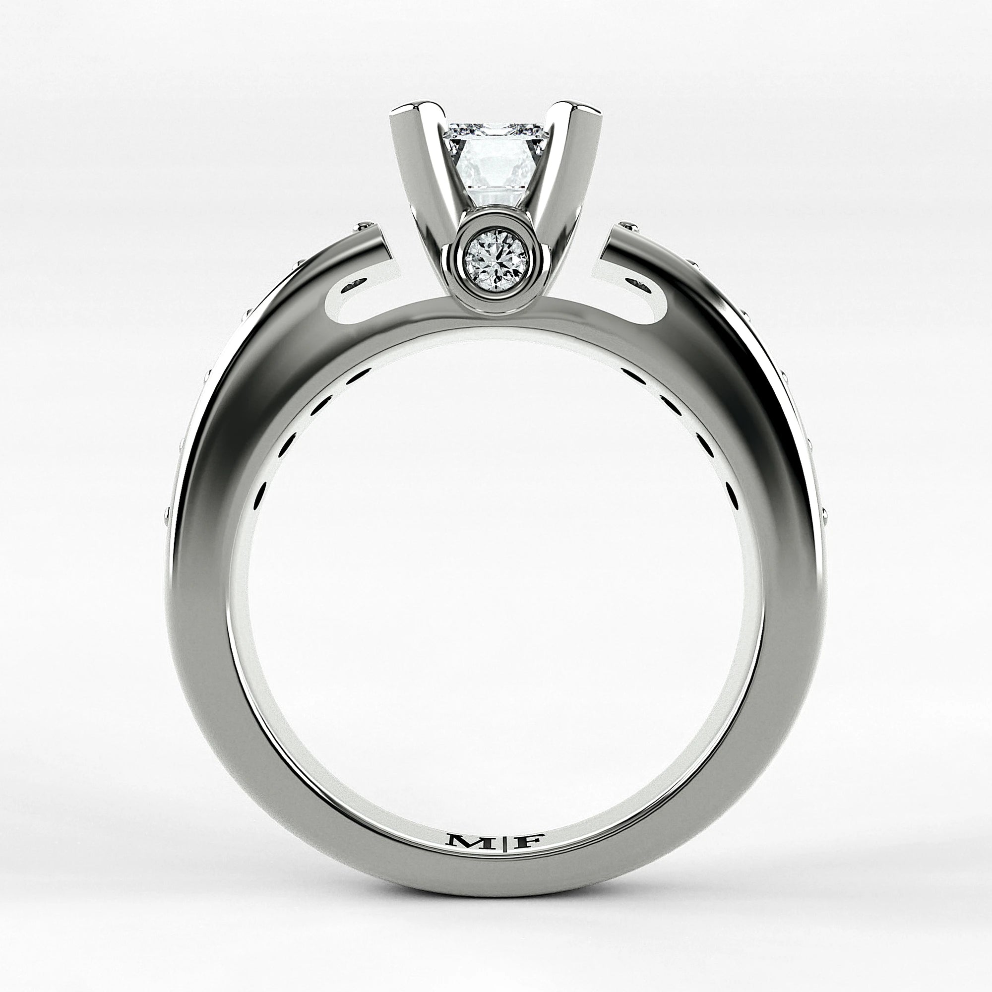 Anillo de Compromiso Riviere - Esmeralda en oro blanco - vista 3