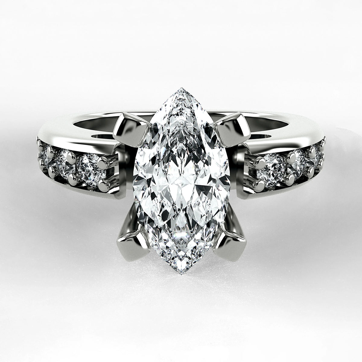 Anillo de Compromiso Riviere - Marquesa en oro blanco - vista 1
