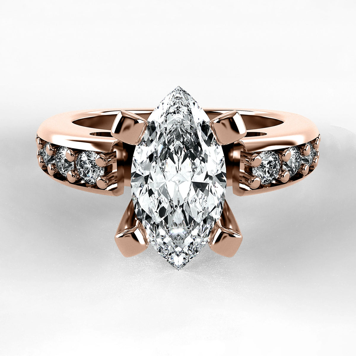 Anillo de Compromiso Riviere - Marquesa en oro rosa - vista 1