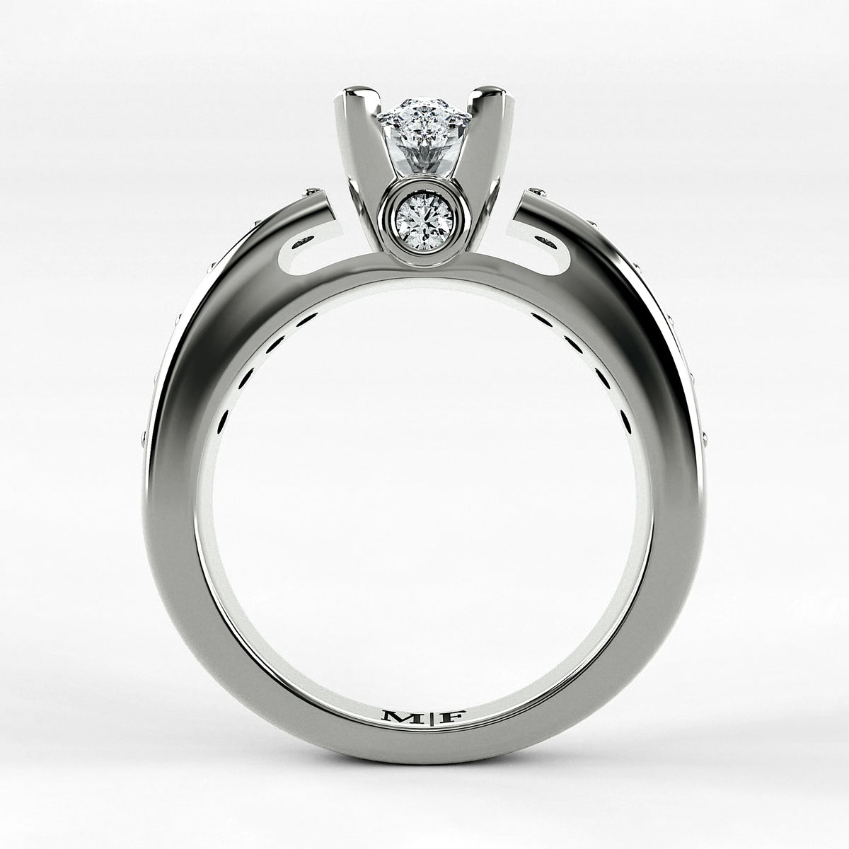 Anillo de Compromiso Riviere - Marquesa en oro blanco - vista 3