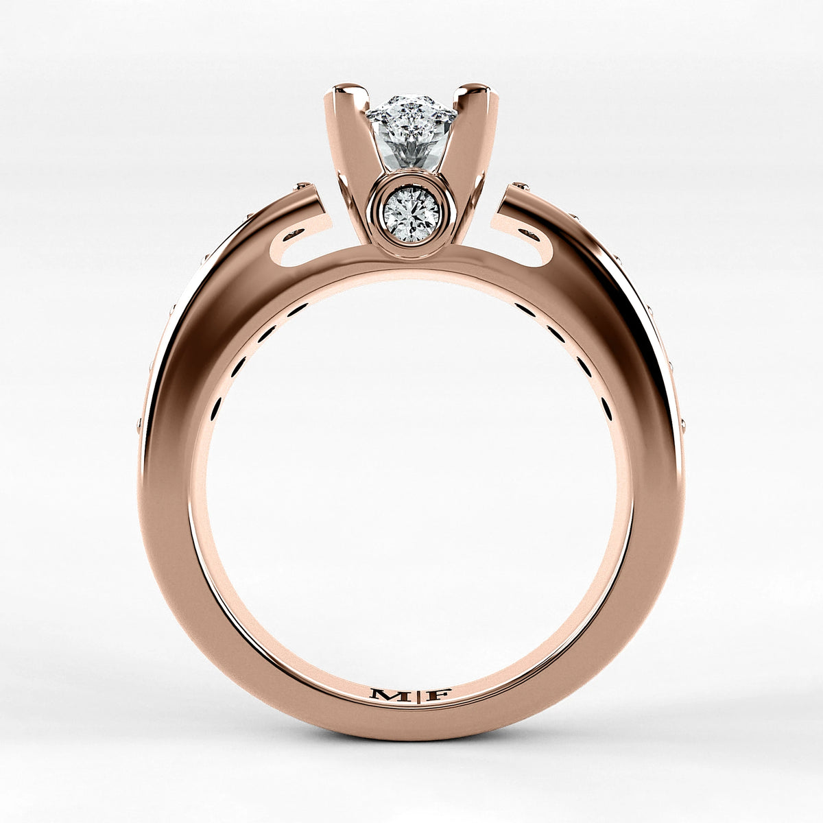 Anillo de Compromiso Riviere - Marquesa en oro rosa - vista 3