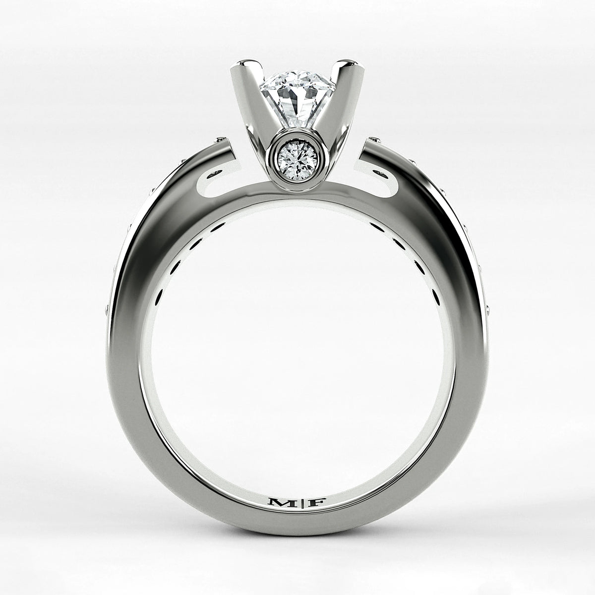 Anillo de Compromiso Riviere - Oval en oro blanco - vista 3