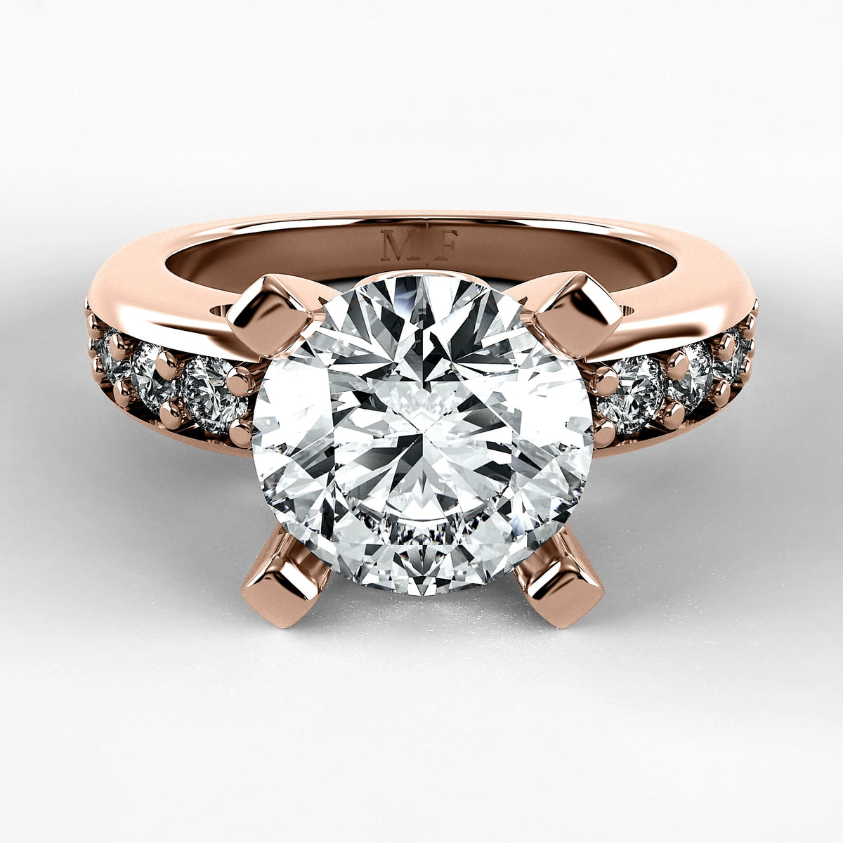Anillo de Compromiso Riviere - Redondo en oro rosa - vista 1