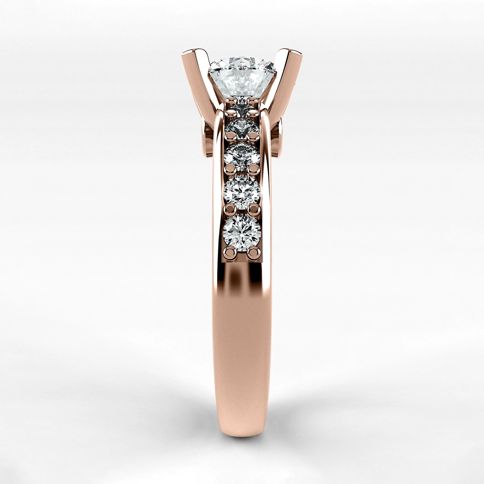 Anillo de Compromiso Riviere - Redondo en oro rosa - vista 2