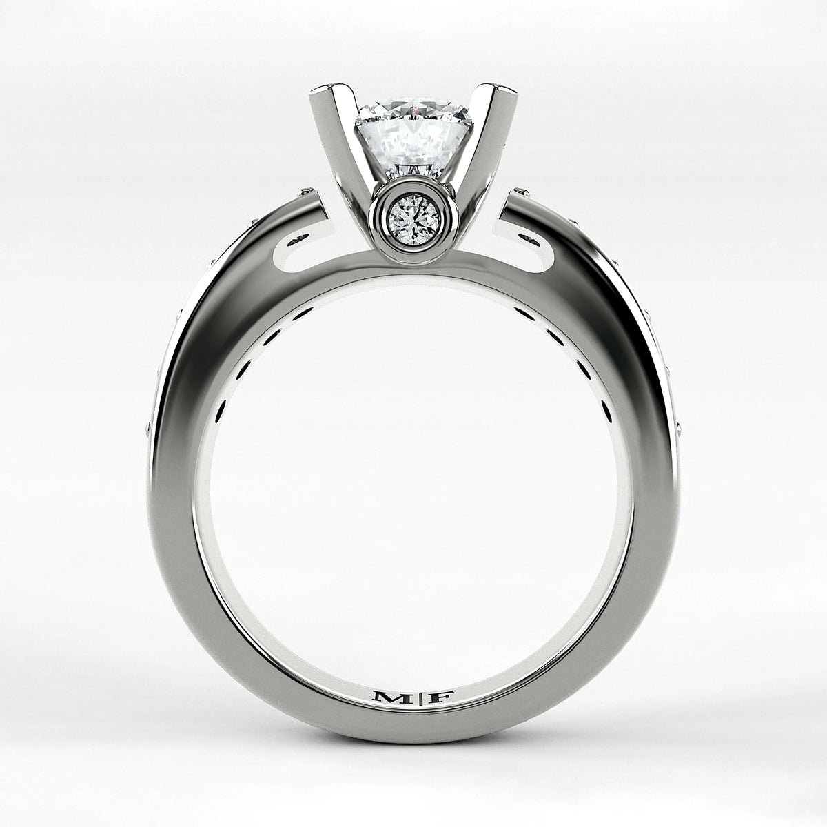 Anillo de Compromiso Riviere - Redondo en oro blanco - vista 3