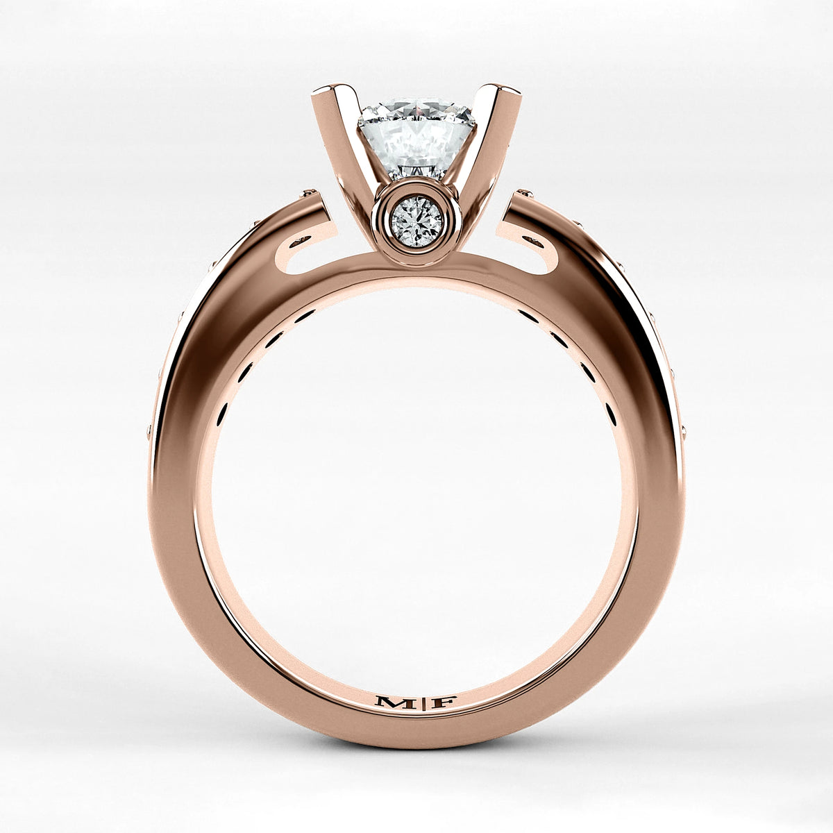 Anillo de Compromiso Riviere - Redondo en oro rosa - vista 3