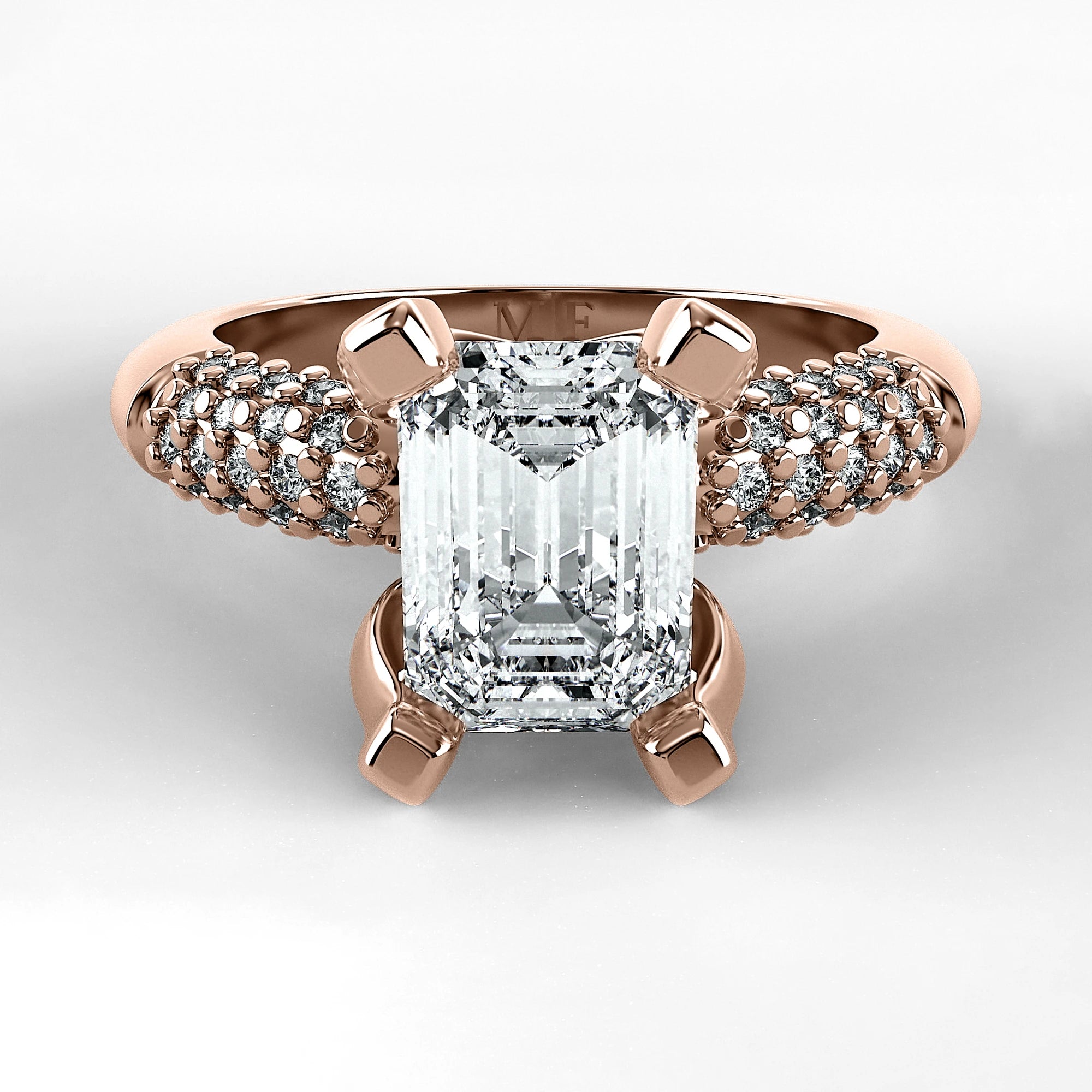 Anillo de Compromiso Lumière - Esmeralda en oro rosa - vista 1