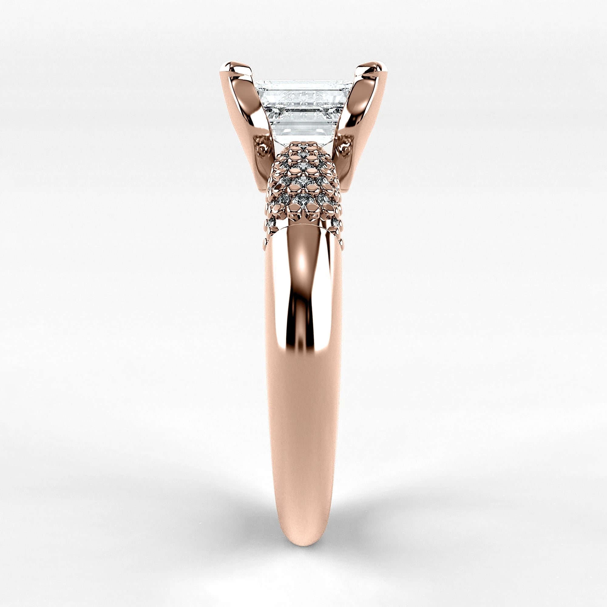 Anillo de Compromiso Lumière - Esmeralda en oro rosa - vista 2