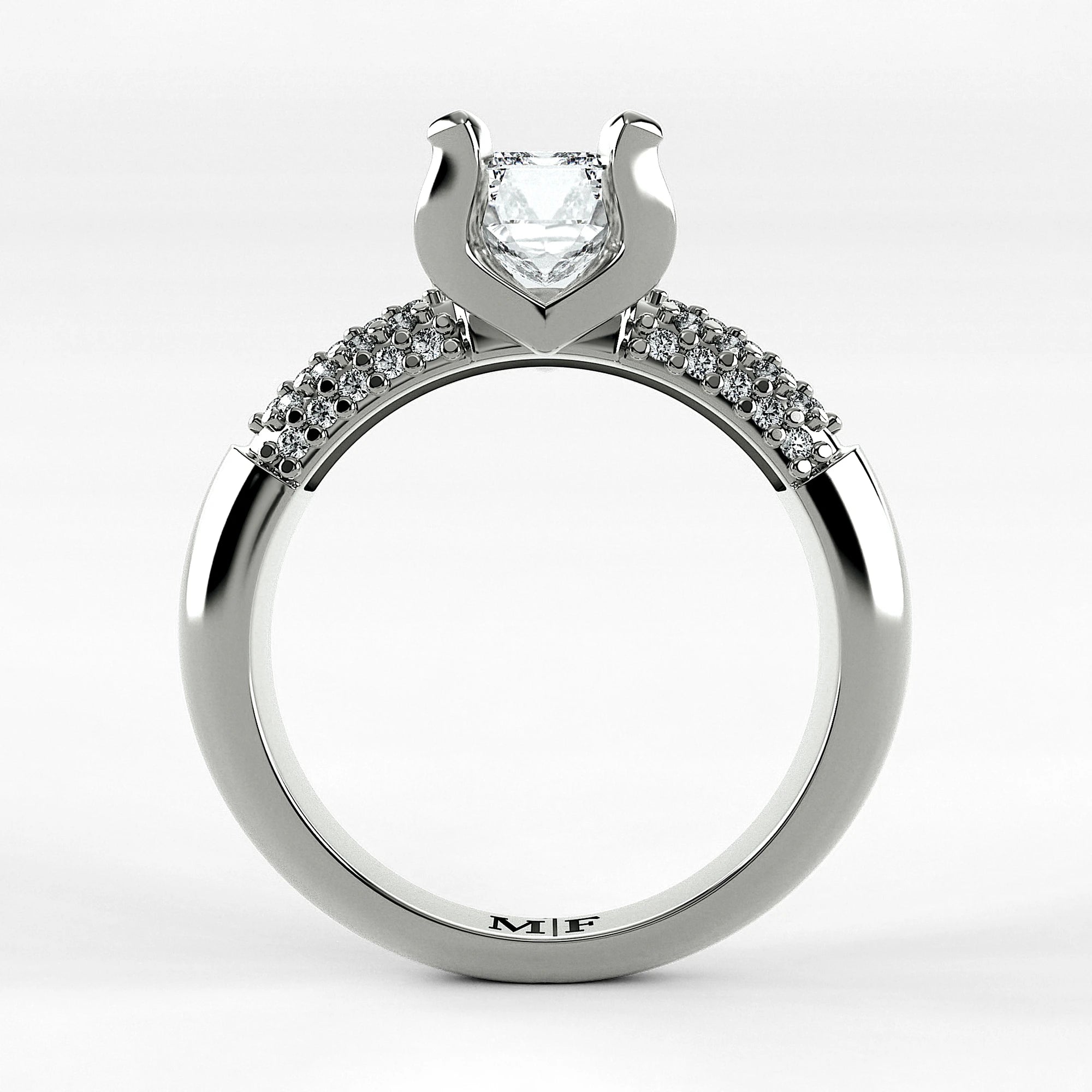 Anillo de Compromiso Lumière - Esmeralda en oro blanco - vista 3