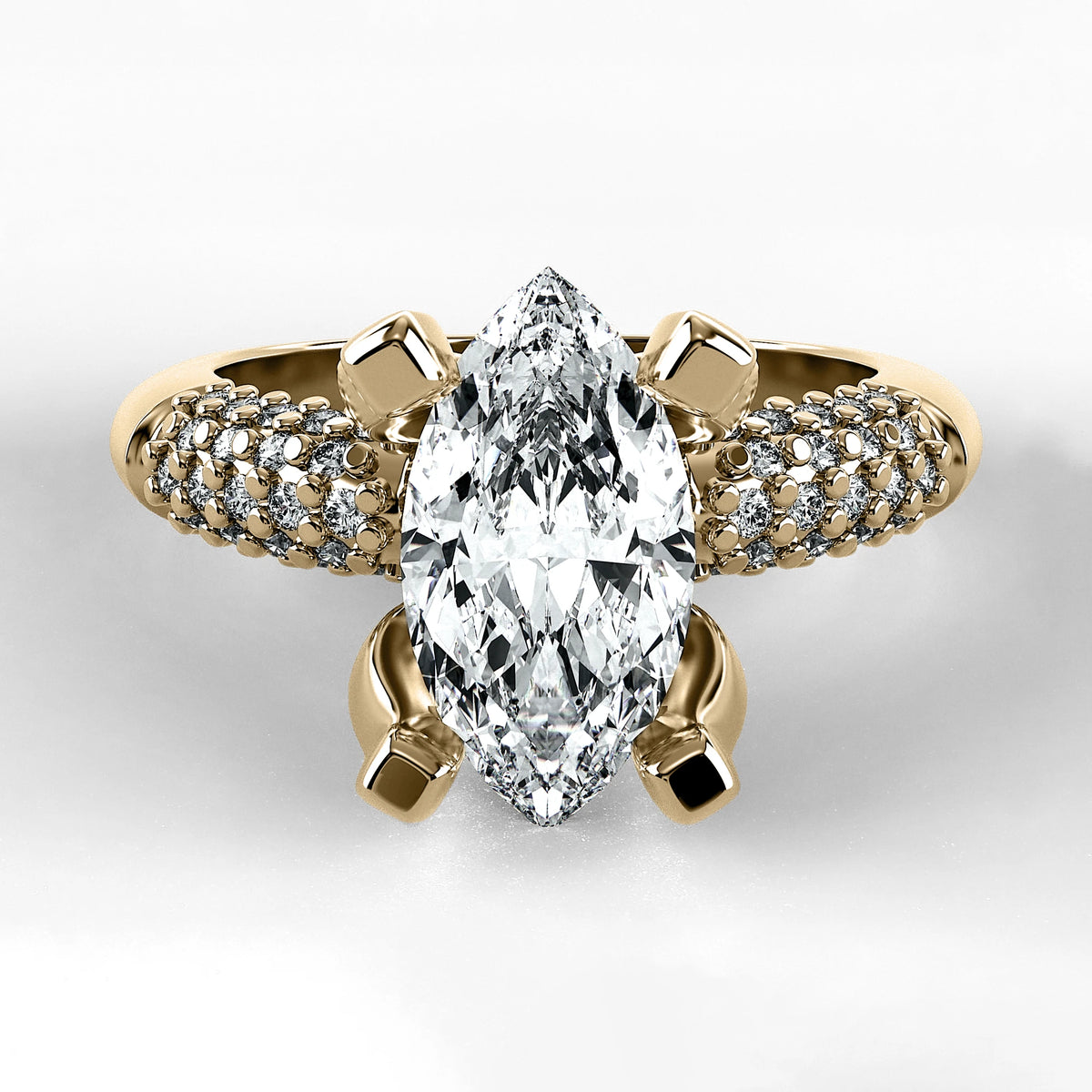 Anillo de Compromiso Lumière - Marquesa en oro amarillo - vista 1