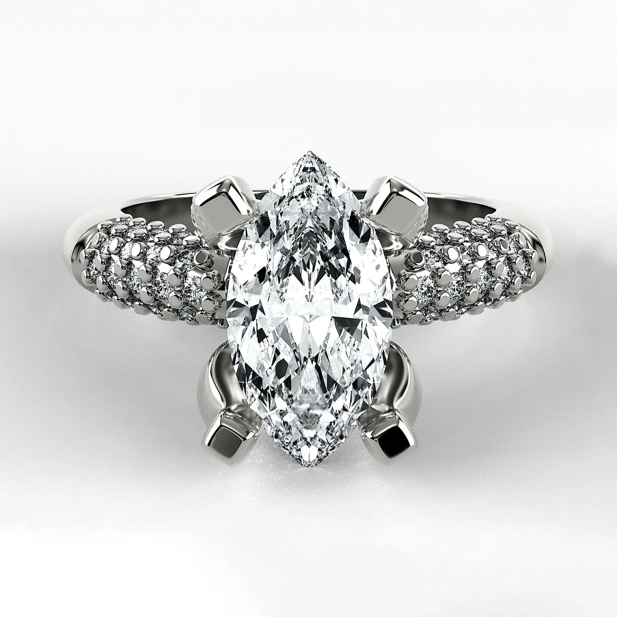 Anillo de Compromiso Lumière - Marquesa en oro blanco - vista 1