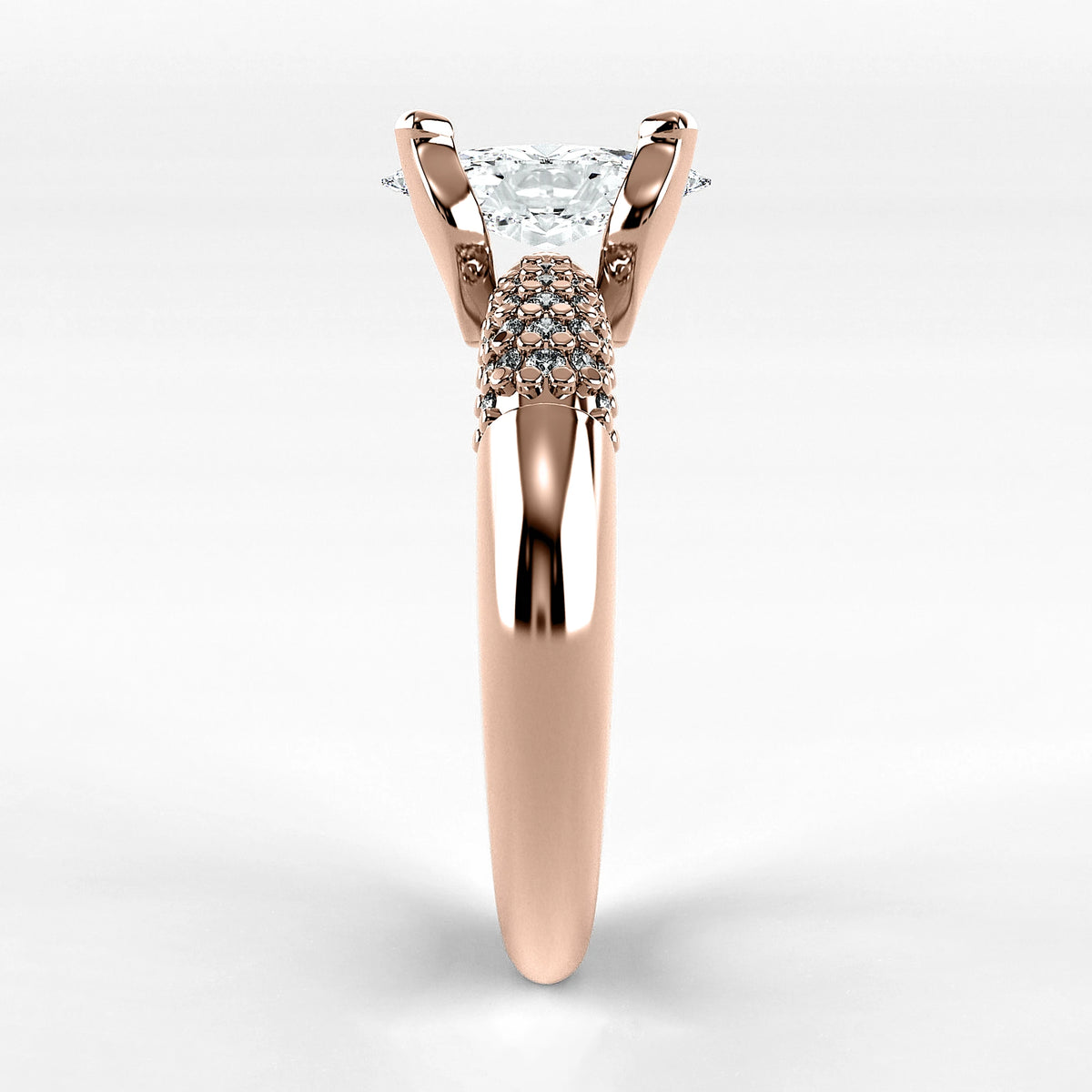 Anillo de Compromiso Lumière - Marquesa en oro rosa - vista 2