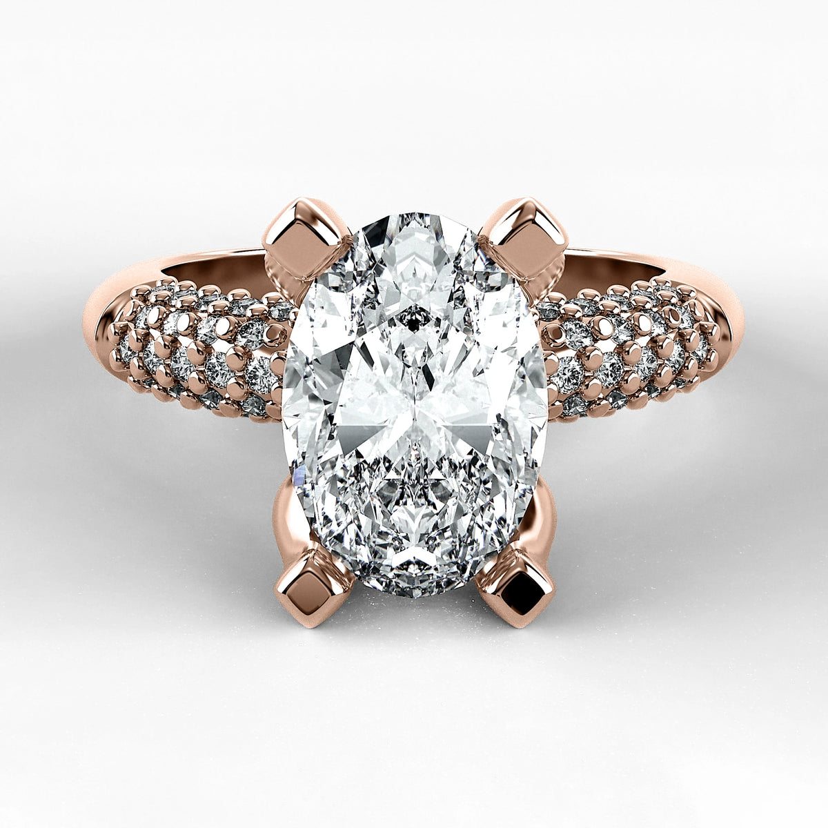 Anillo de Compromiso Lumière - Oval en oro rosa - vista 1