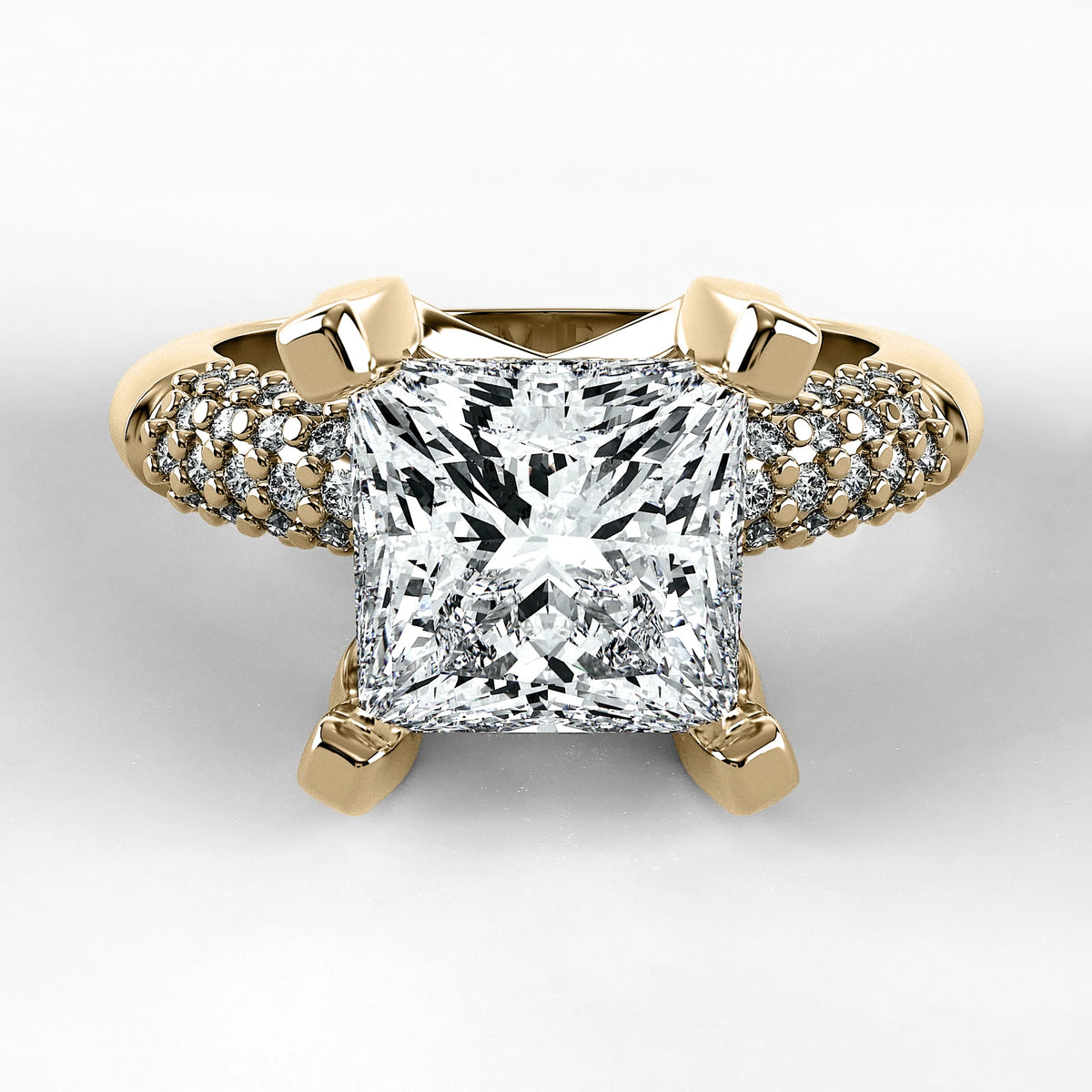 Anillo de Compromiso Lumière - Princess en oro amarillo - vista 1
