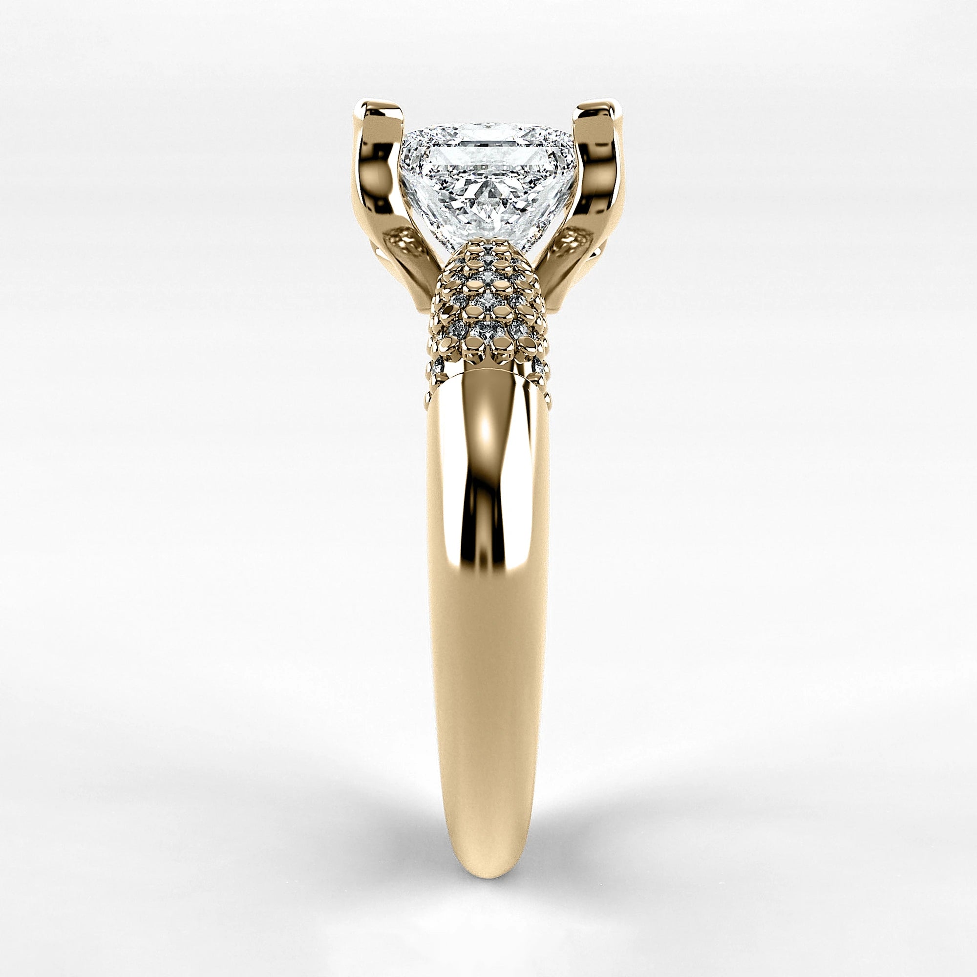 Anillo de Compromiso Lumière - Princess en oro amarillo - vista 2