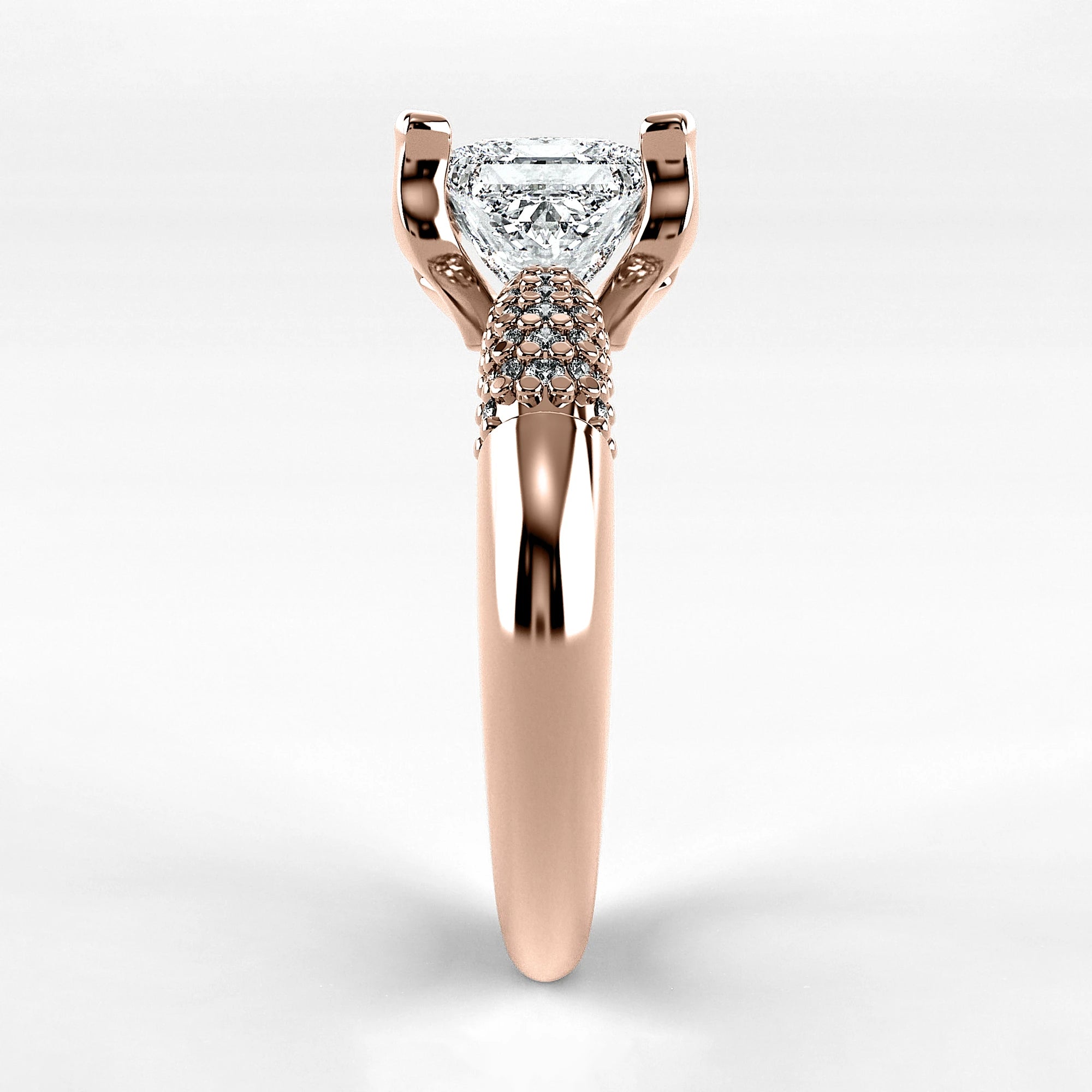 Anillo de Compromiso Lumière - Princess en oro rosa - vista 2