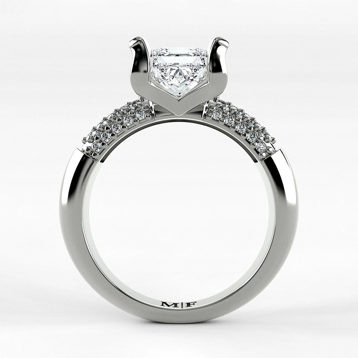Anillo de Compromiso Lumière - Princess en oro blanco - vista 3