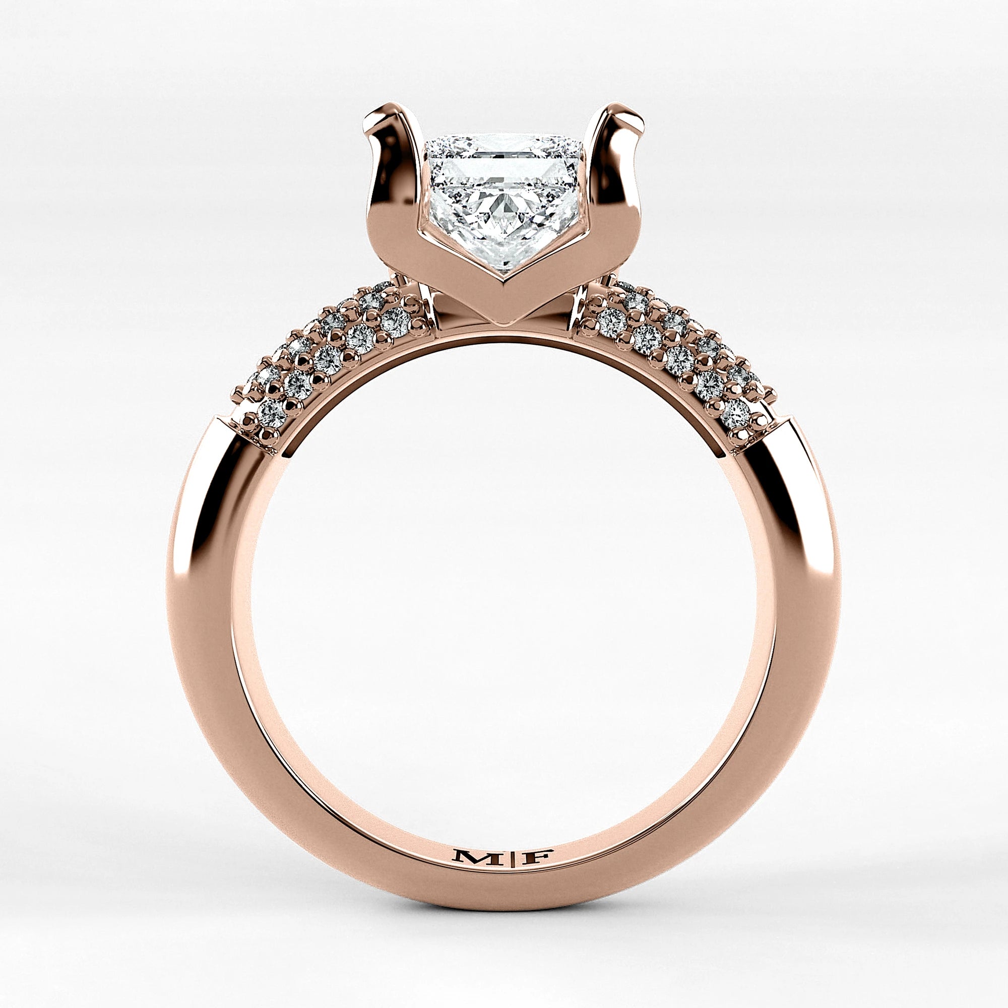 Anillo de Compromiso Lumière - Princess en oro rosa - vista 3