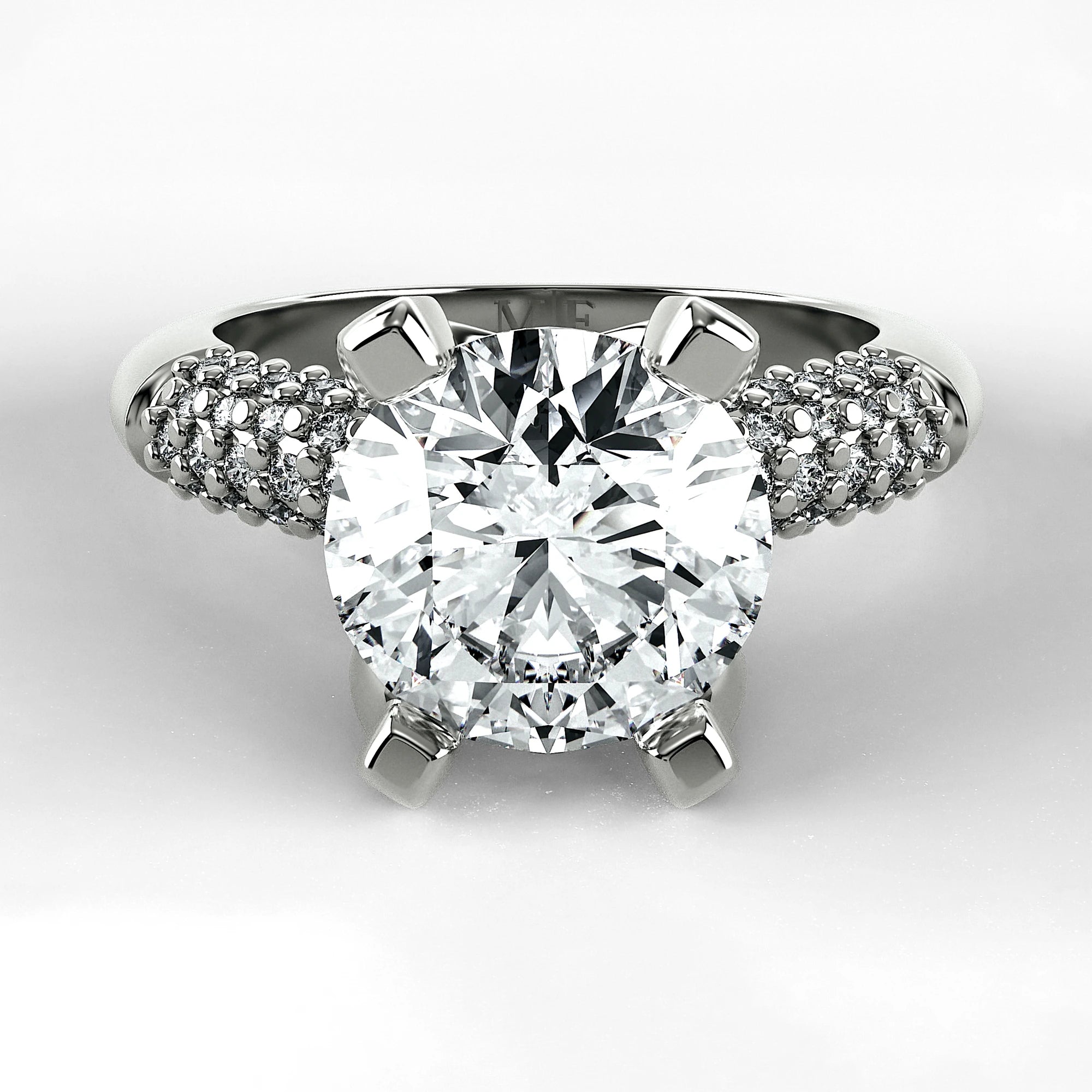 Anillo de Compromiso Lumière - Redondo en oro blanco - vista 1