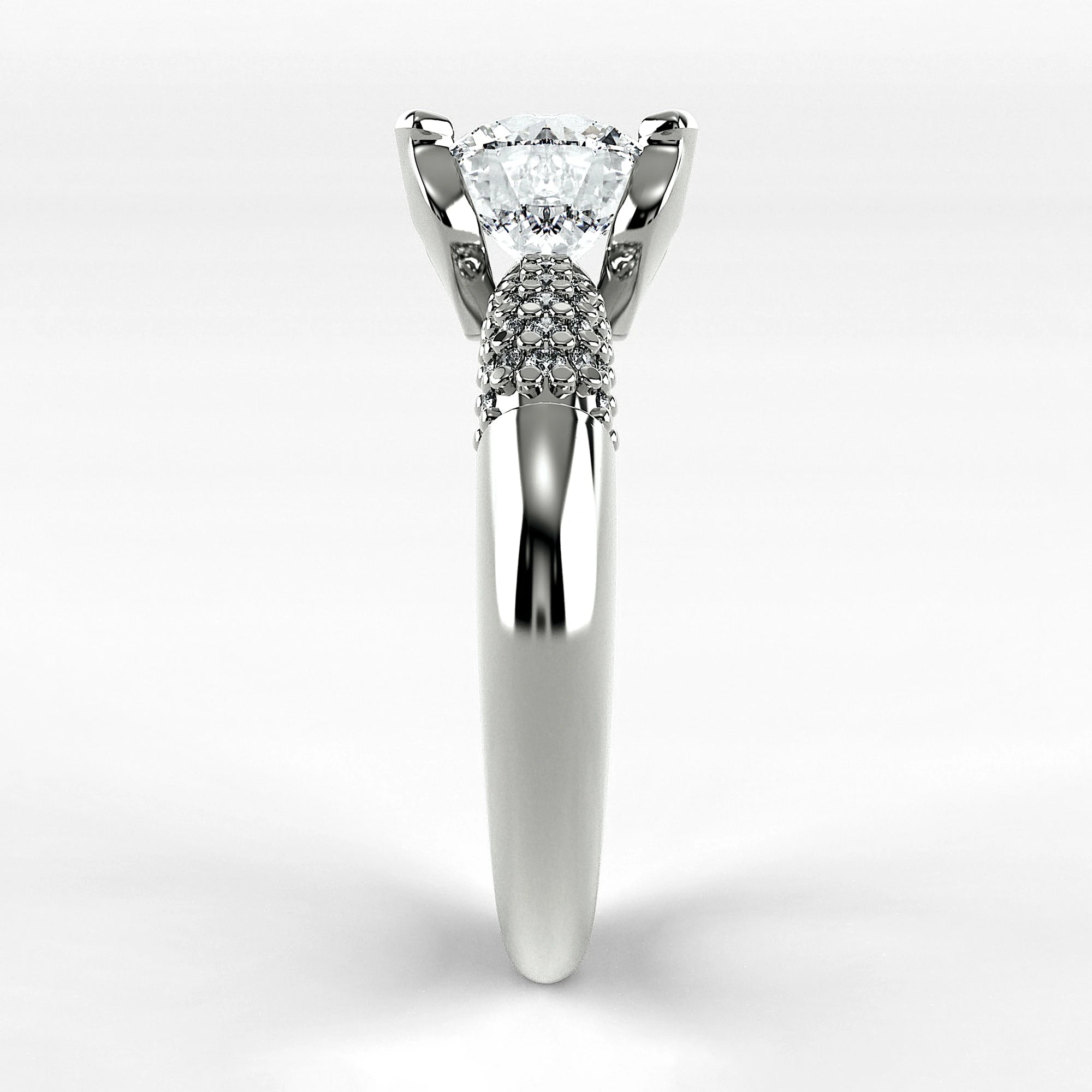 Anillo de Compromiso Lumière - Redondo en oro blanco - vista 2
