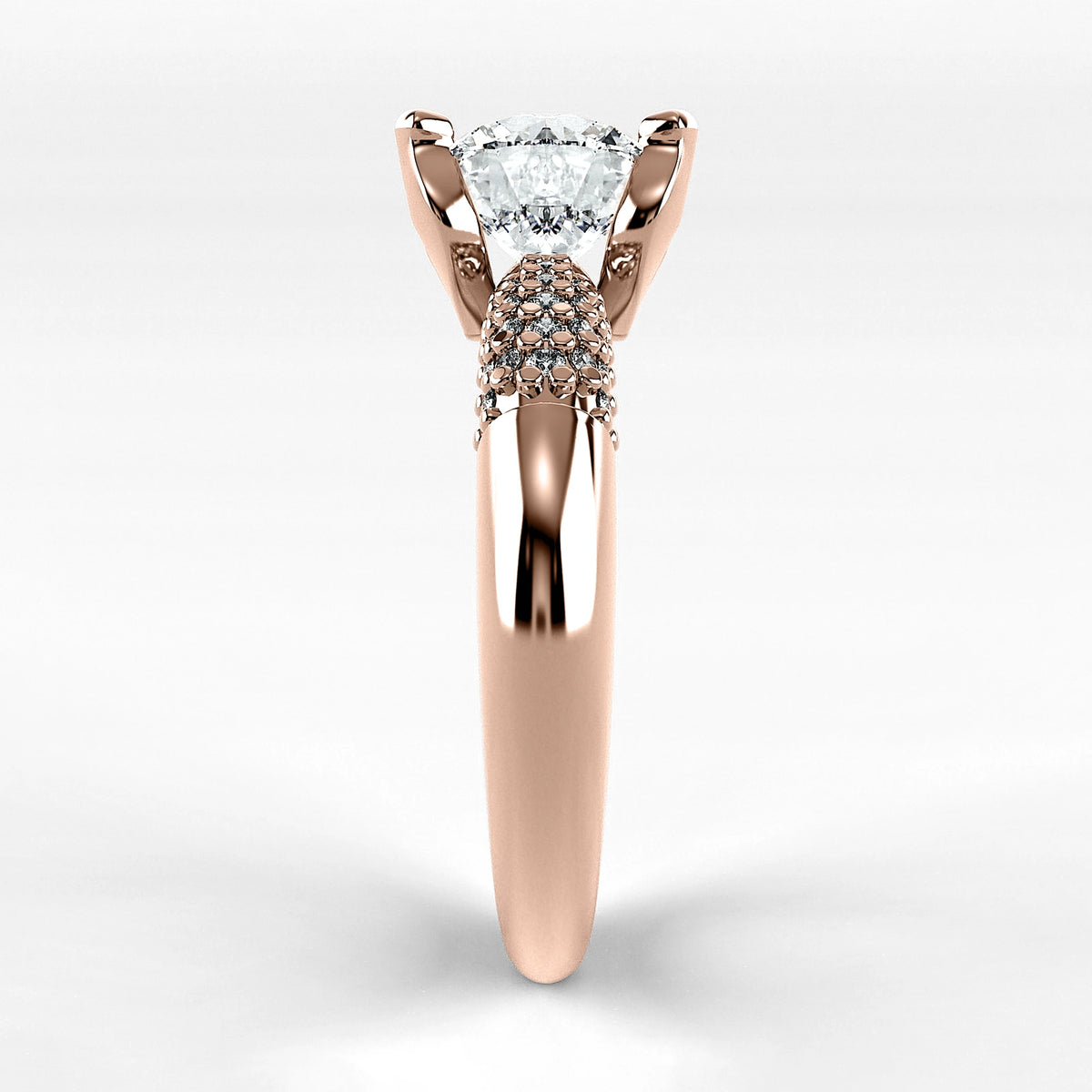 Anillo de Compromiso Lumière - Redondo en oro rosa - vista 2