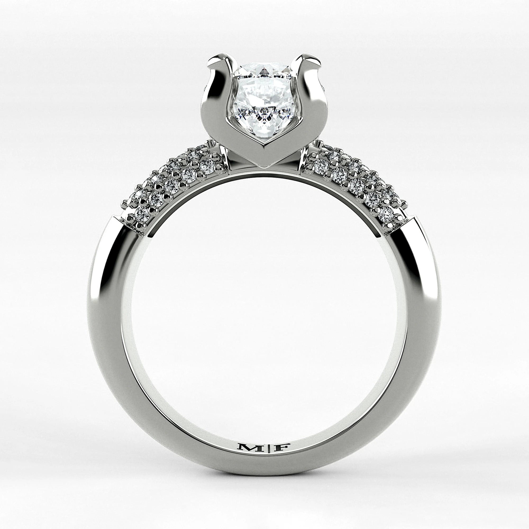 Anillo de Compromiso Lumière - Redondo en oro blanco - vista 3