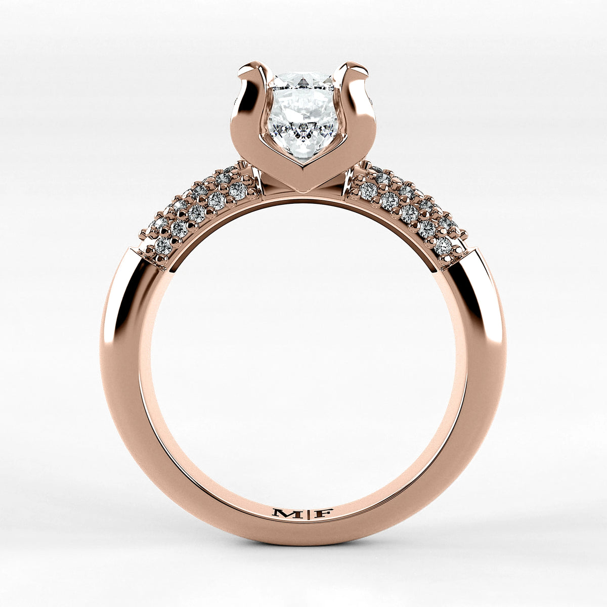Anillo de Compromiso Lumière - Redondo en oro rosa - vista 3