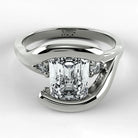 Anillo de Compromiso Giro - Esmeralda en oro blanco - vista 1