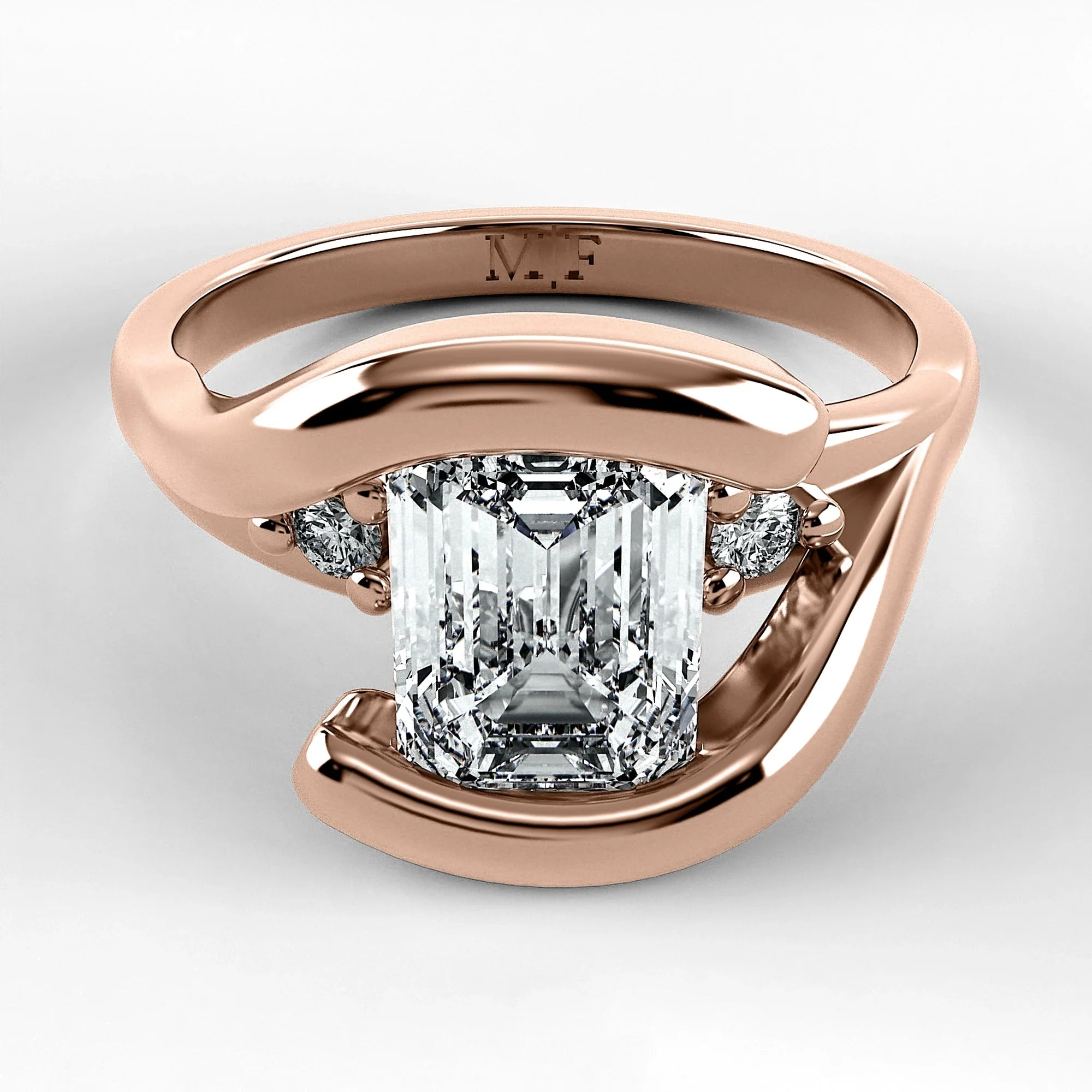 Anillo de Compromiso Giro - Esmeralda en oro rosa - vista 1