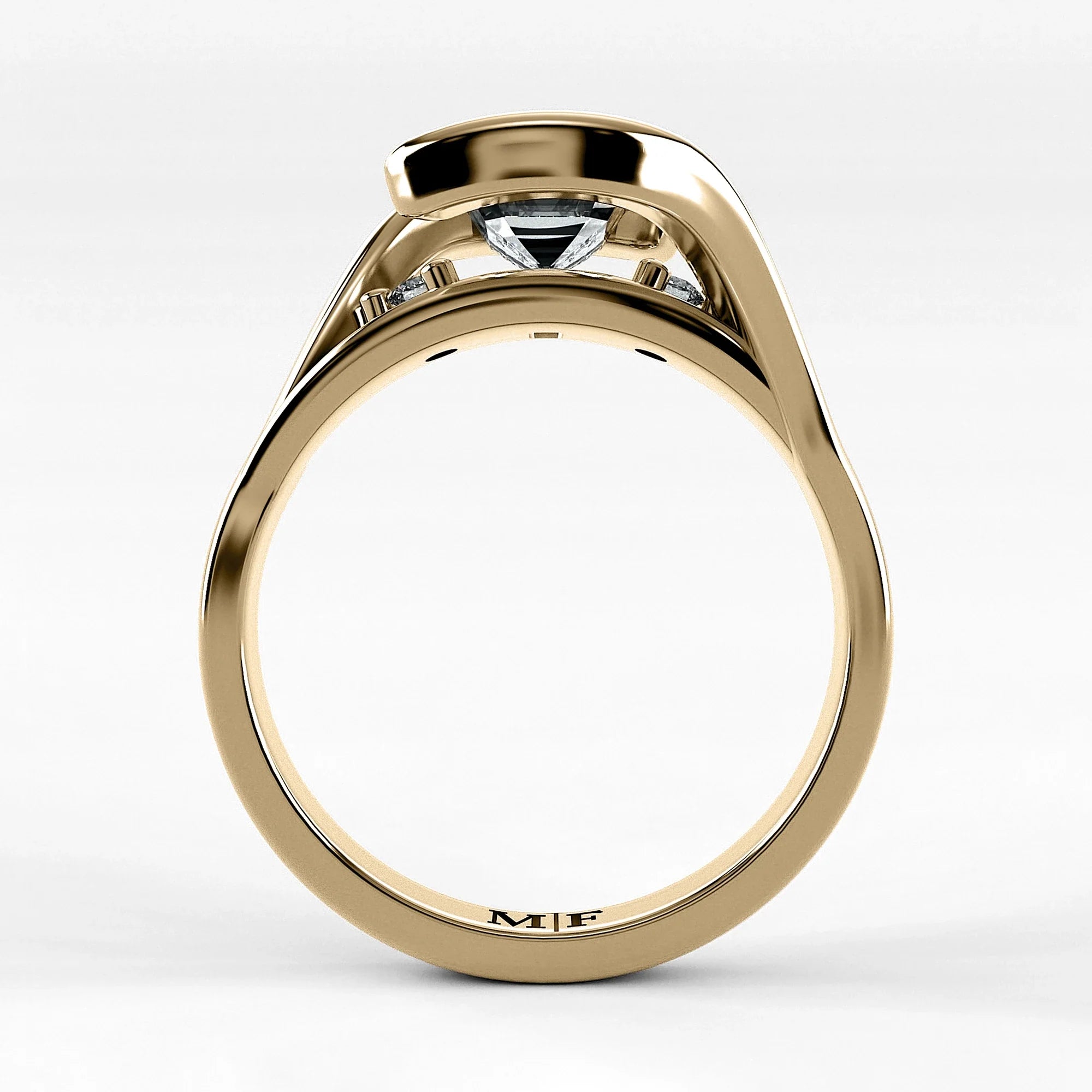 Anillo de Compromiso Giro - Esmeralda en oro amarillo - vista 3
