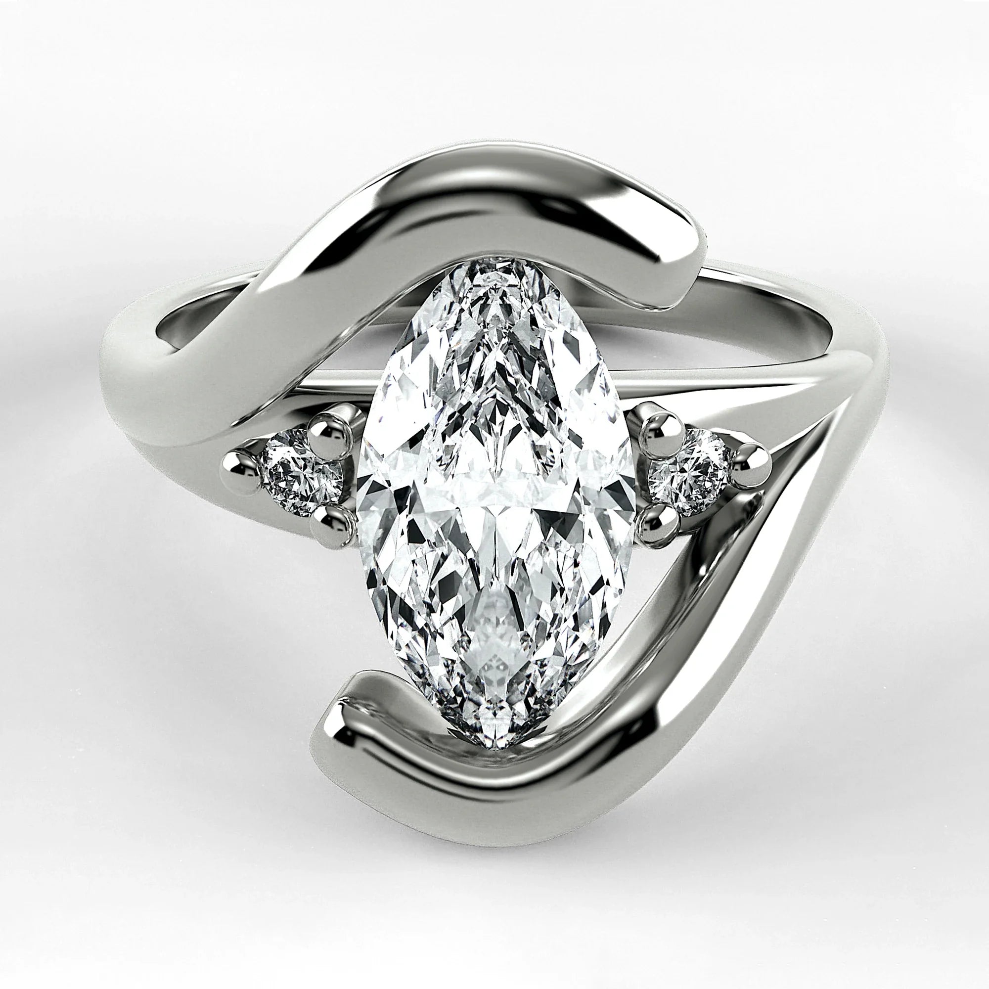 Anillo de Compromiso Giro - Marquesa en oro blanco - vista 1