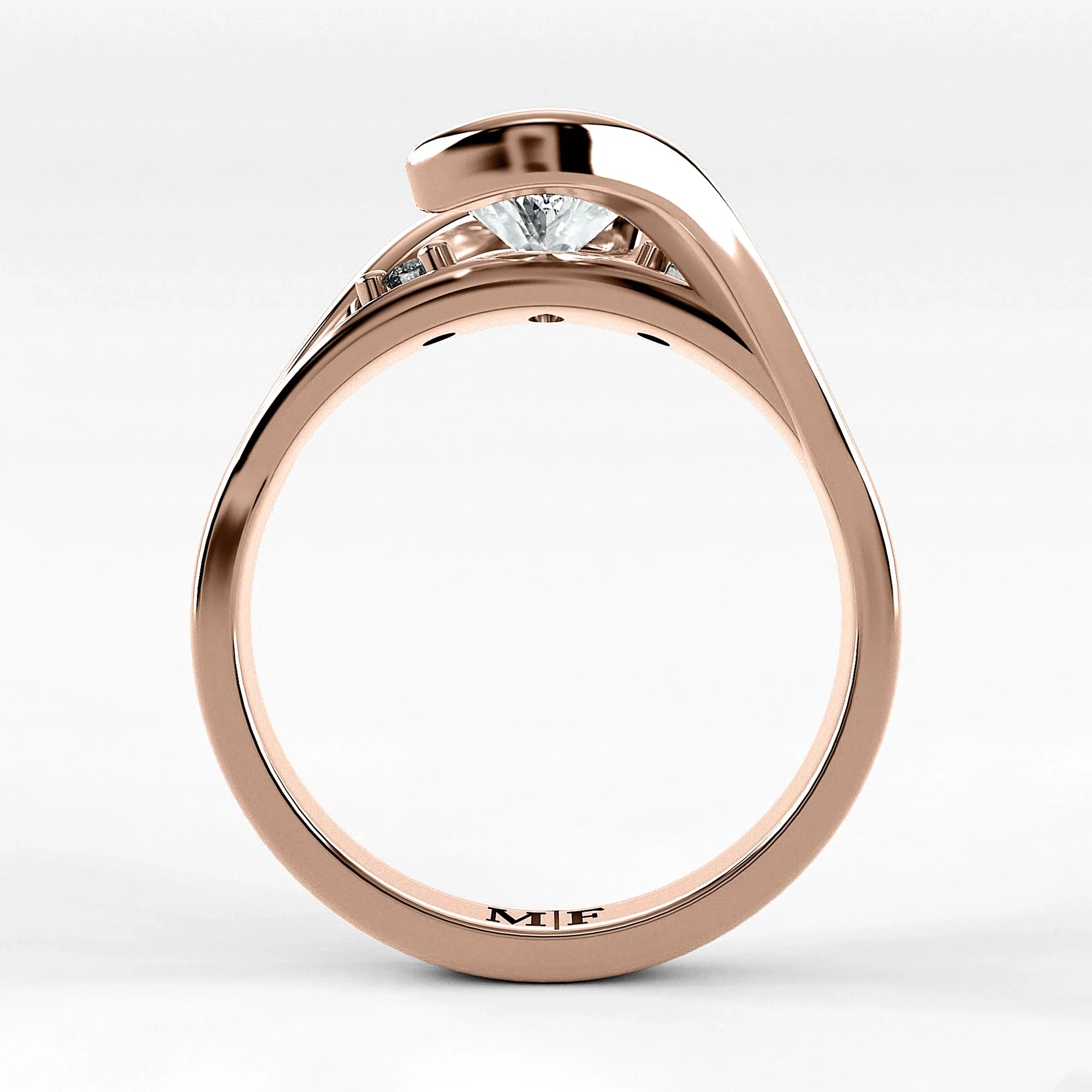 Anillo de Compromiso Giro - Marquesa en oro rosa - vista 3