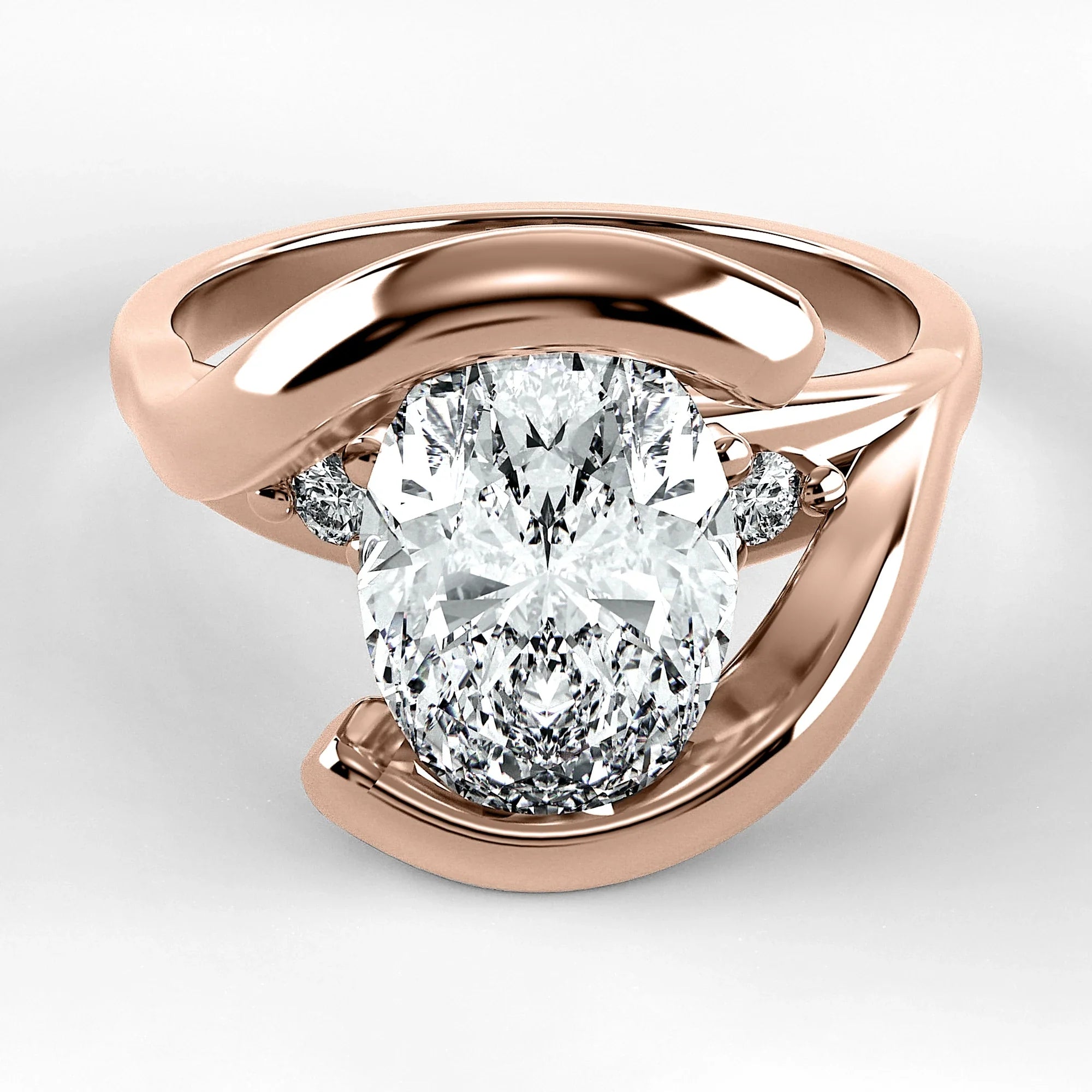 Anillo de Compromiso Giro - Oval en oro rosa - vista 1